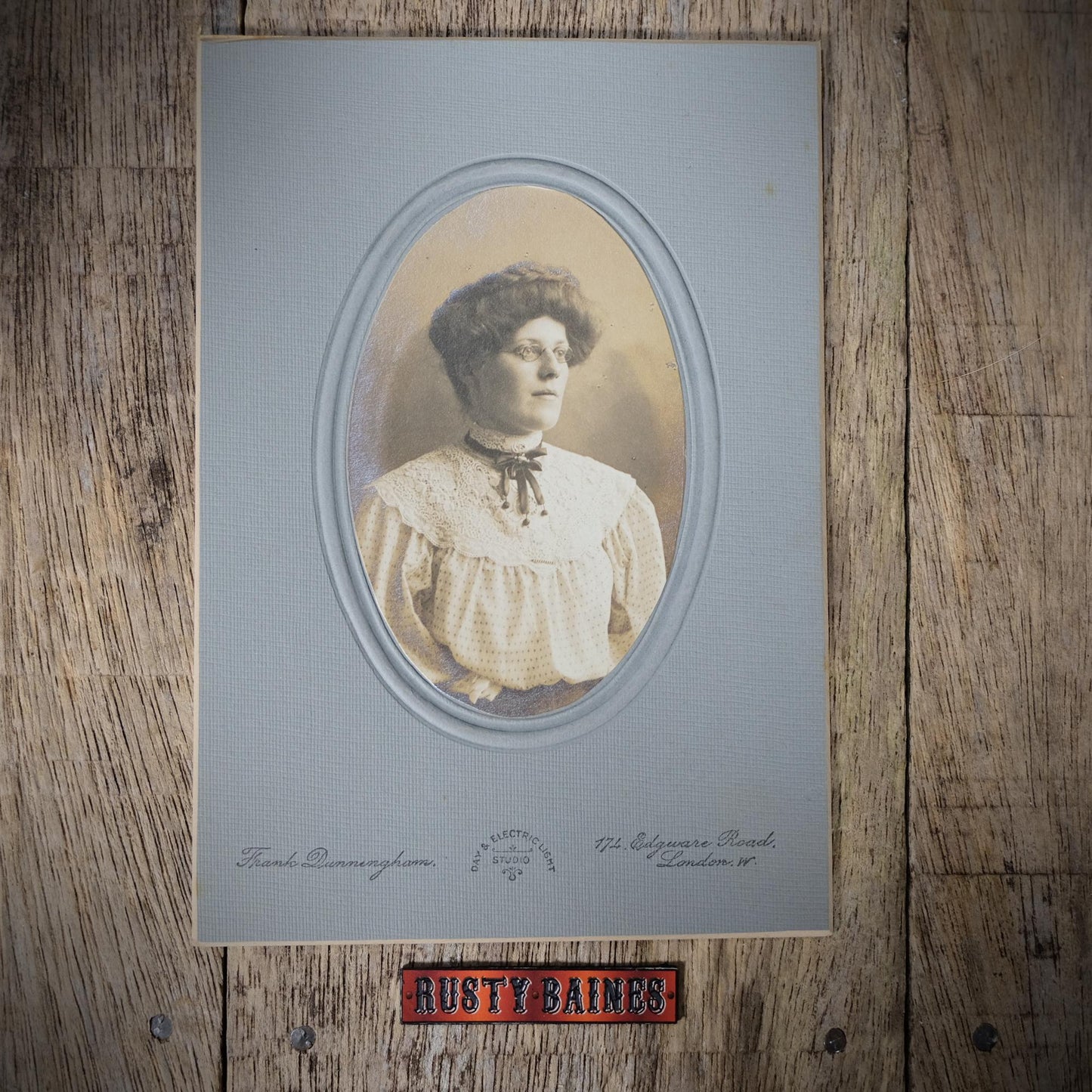Original Victorian Era Cabinet Photo, London Studio, Lady in Spectacles
