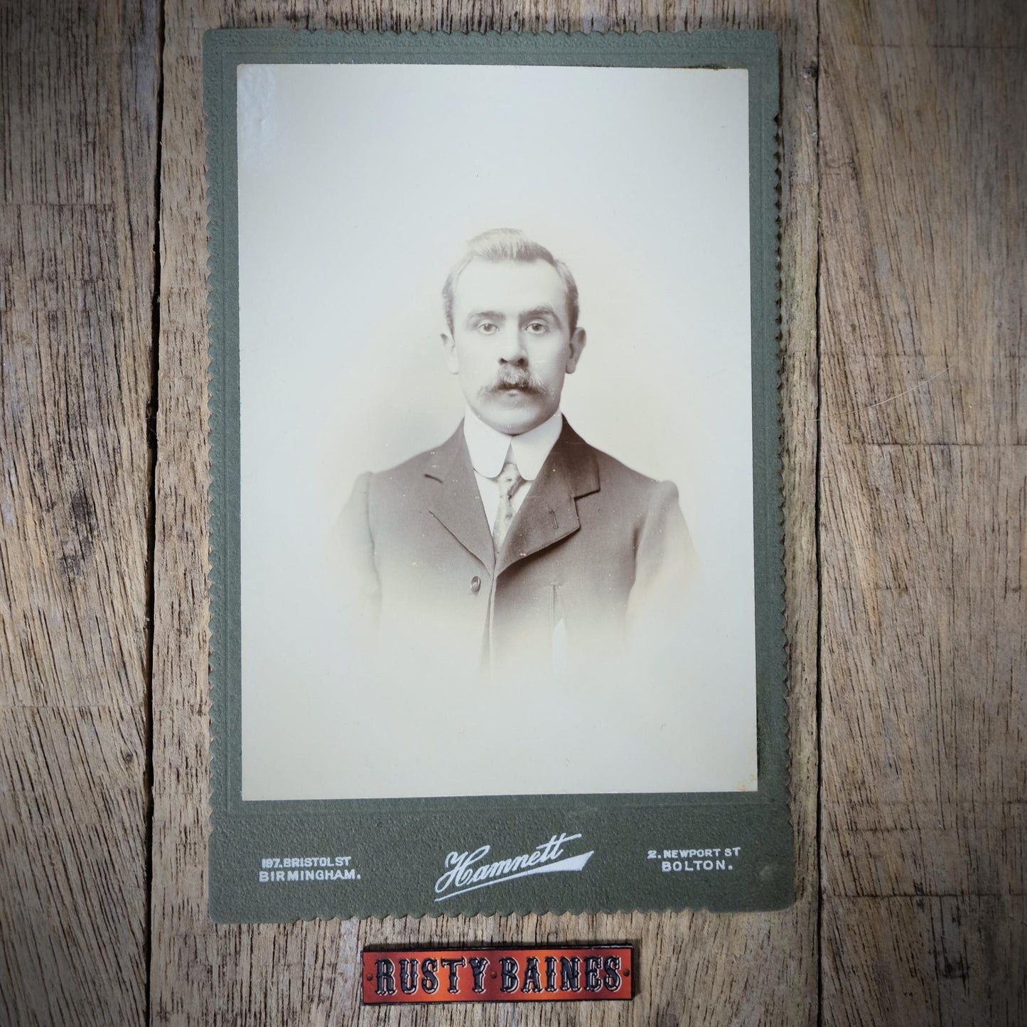 Original Victorian Era Cabinet Photo, Hamnett of Birmingham/Bolton Moustache Man