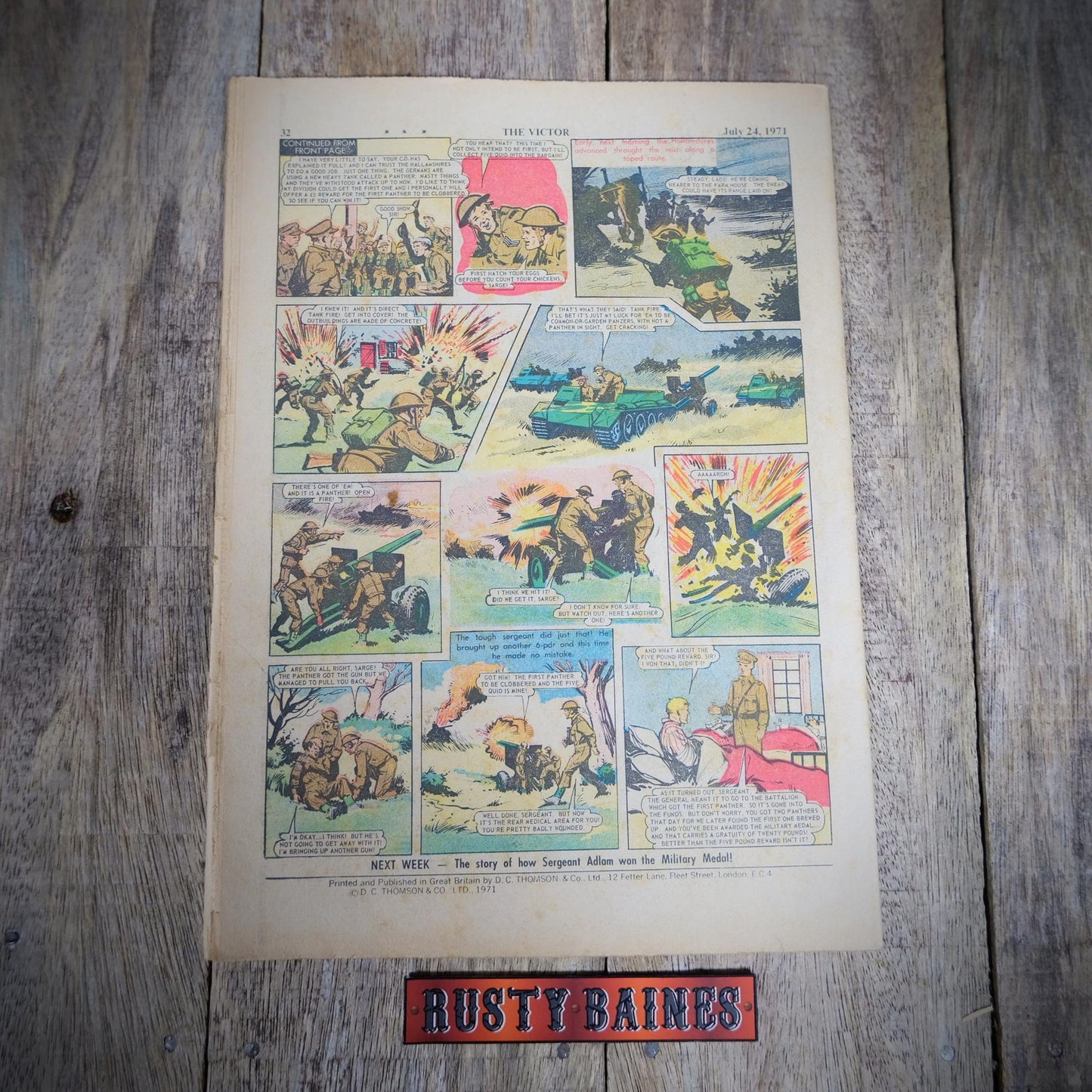 British DC Thomson Comic, The Victor #544 July 24th 1971