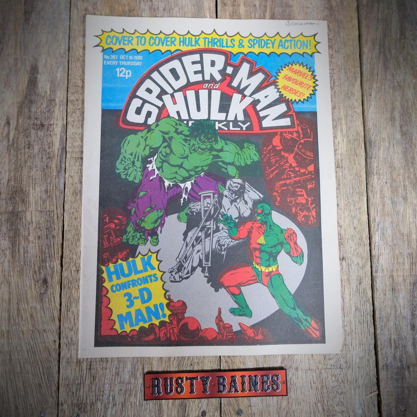 British Marvel Comic, Spider-Man and Hulk October 16th 1980 #397