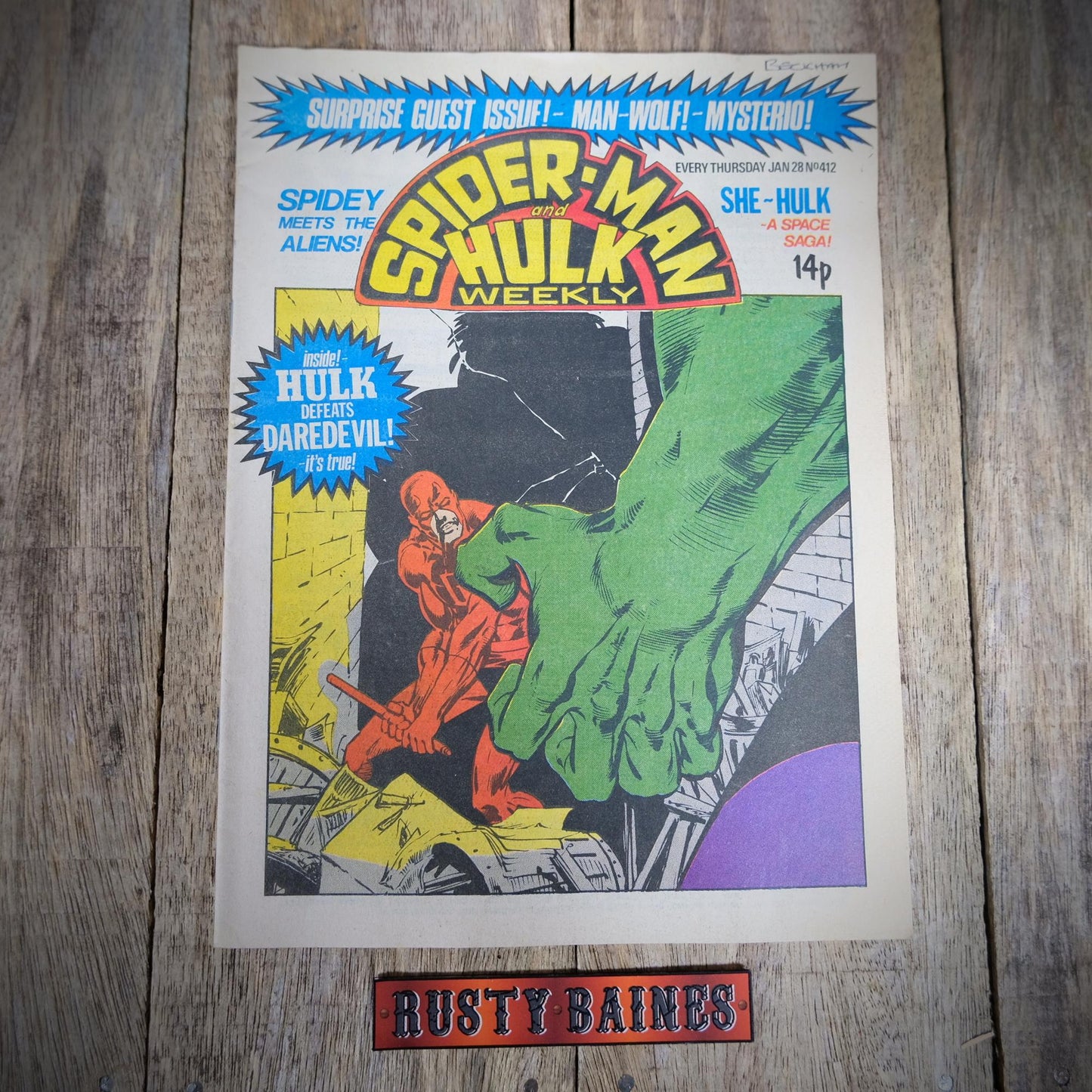 British Marvel Comic, Spider-Man and Hulk January 28th 1980 #412