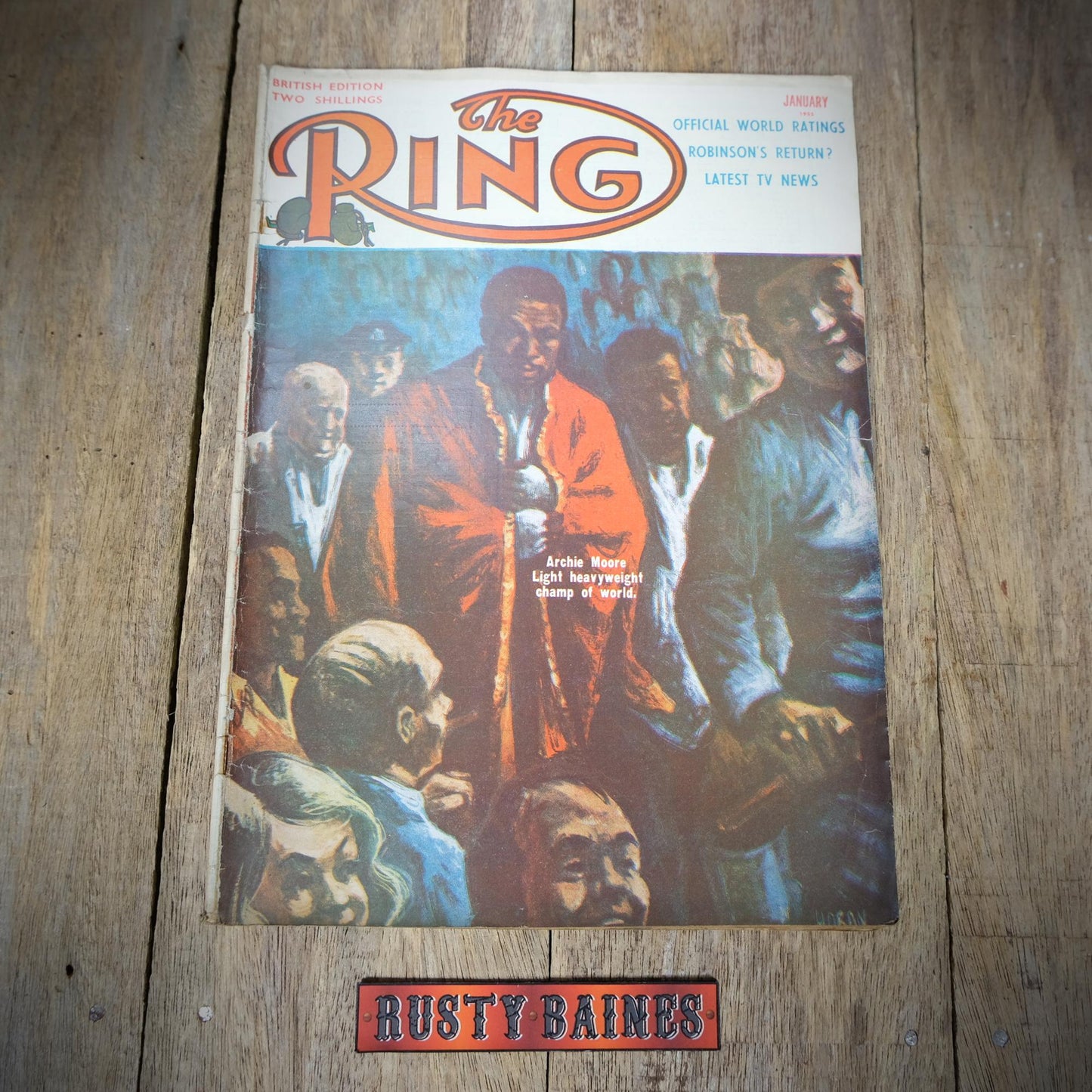 Vintage Boxing Magazine, The Ring January 1955, Frankie Ryff, Johnny Saxton