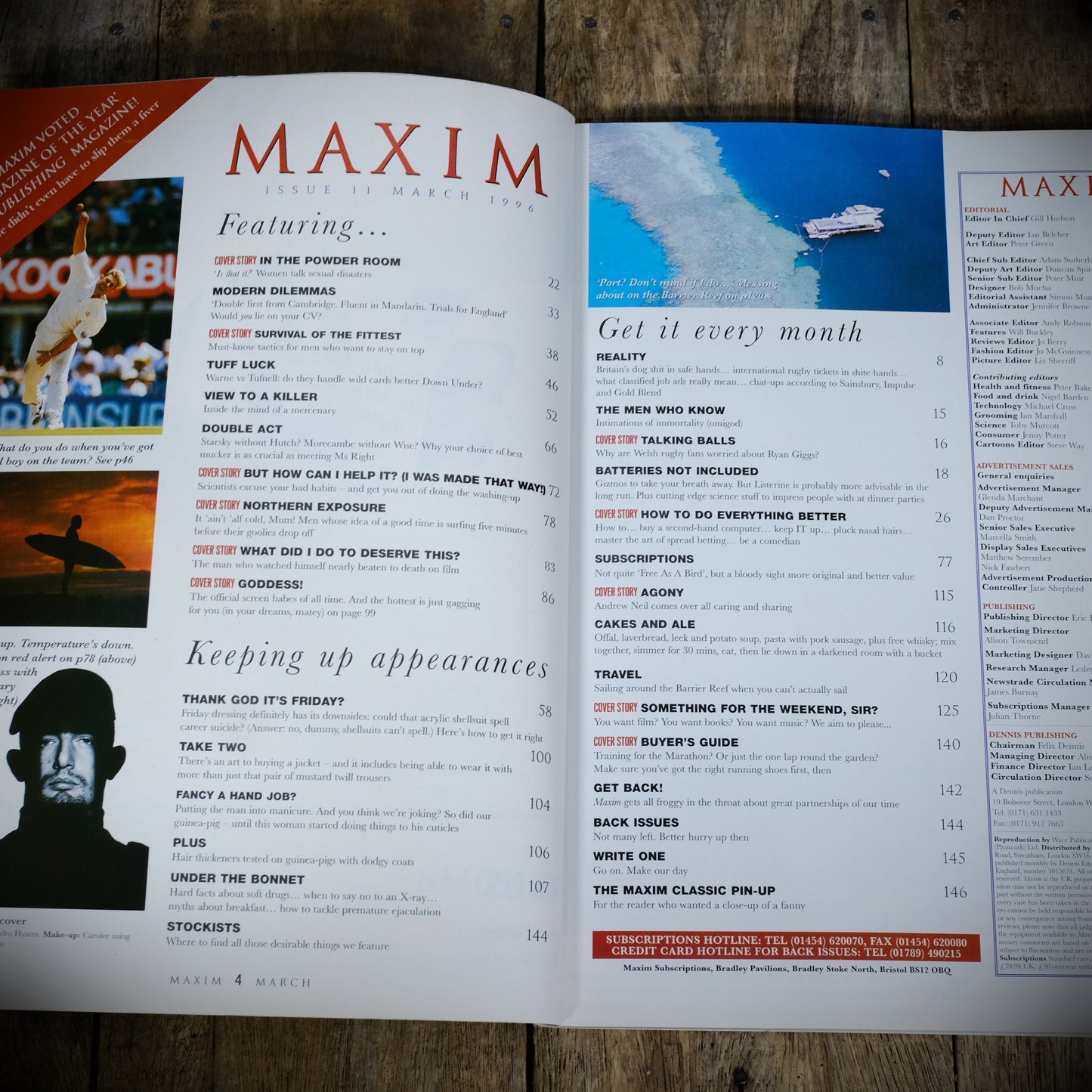 Maxim Magazine March 1996, Movie Goddesses, Fitness, Fashion