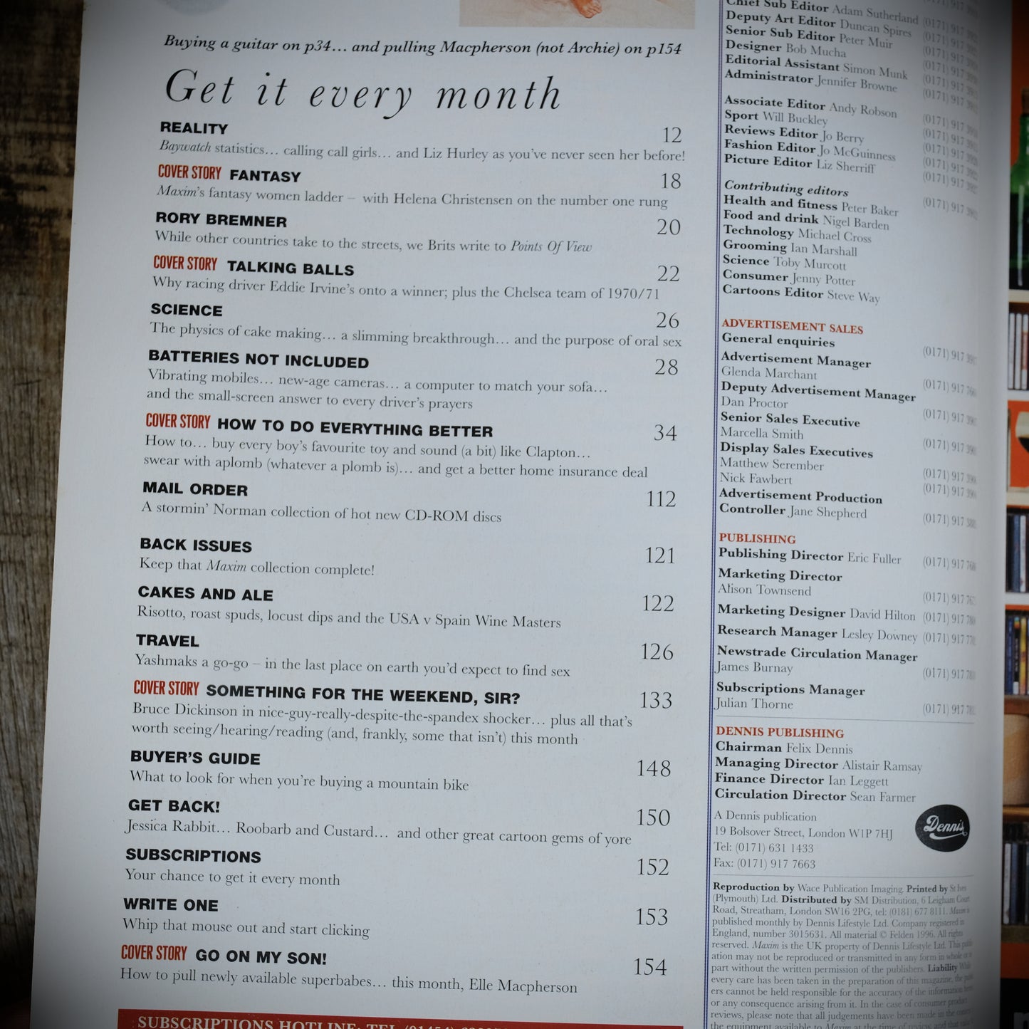 Maxim Magazine May 1996, Archie MacPherson, Fifty Sex Tips