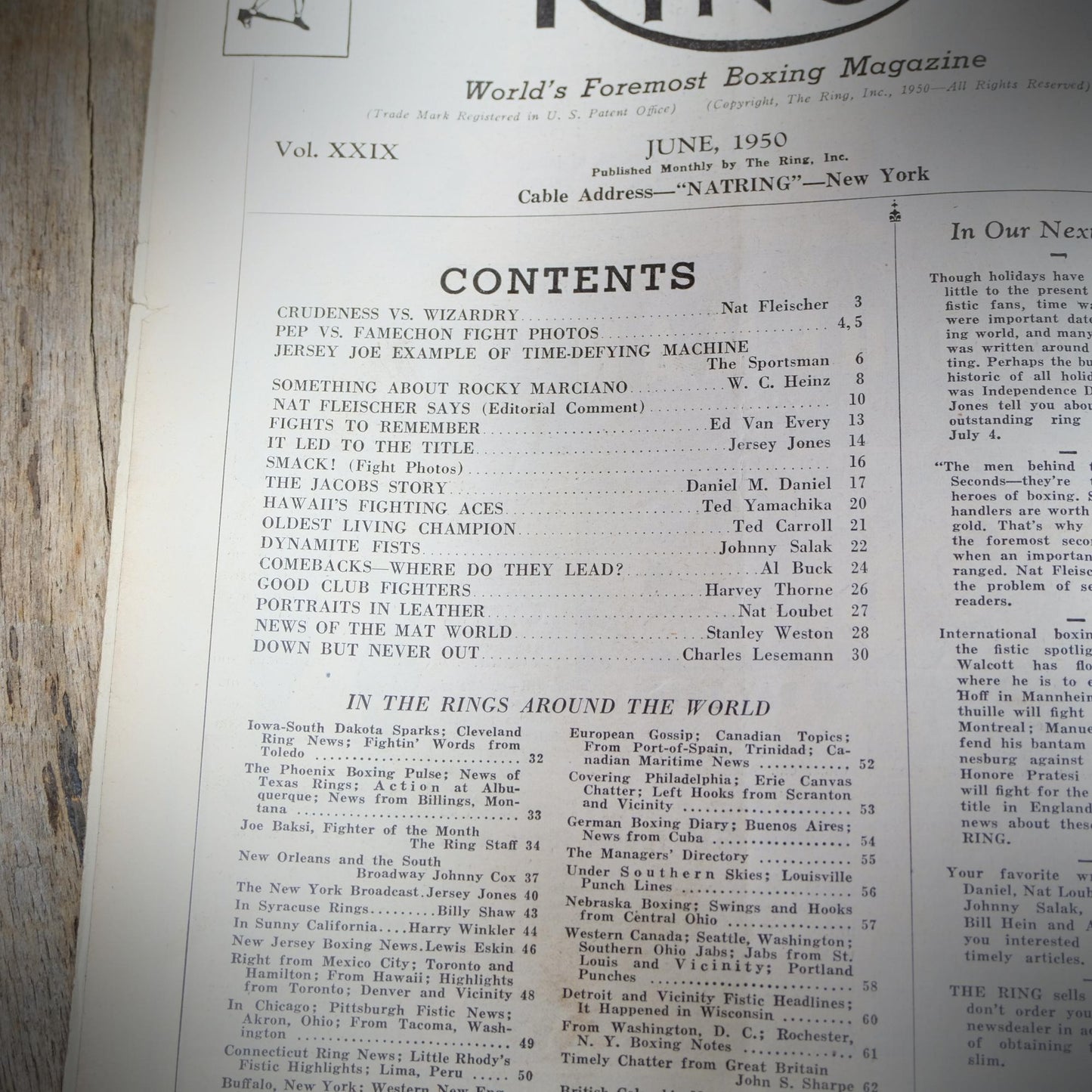 Vintage Boxing Magazine, The Ring, USA, June 1950