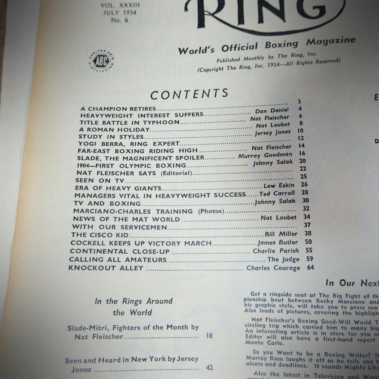 Vintage Boxing Magazine, The Ring, British, July 1954