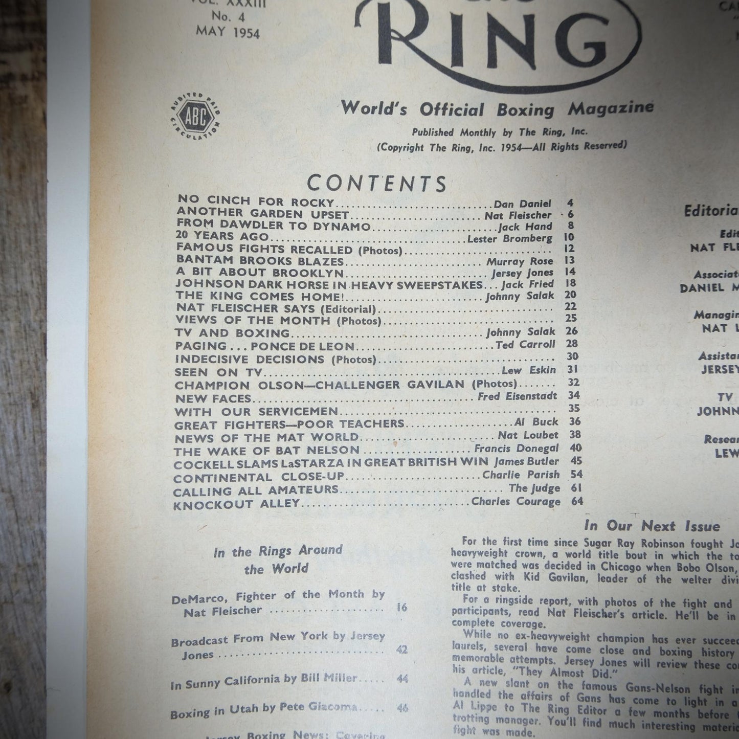 Vintage Boxing Magazine, The Ring, British, May 1954