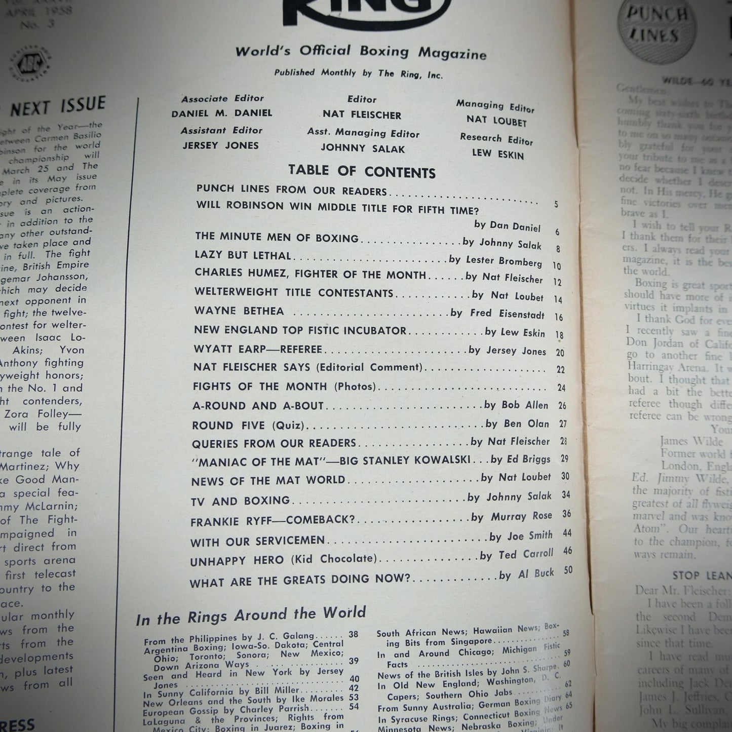 Vintage Boxing Magazine, The Ring, British, April-May 1958