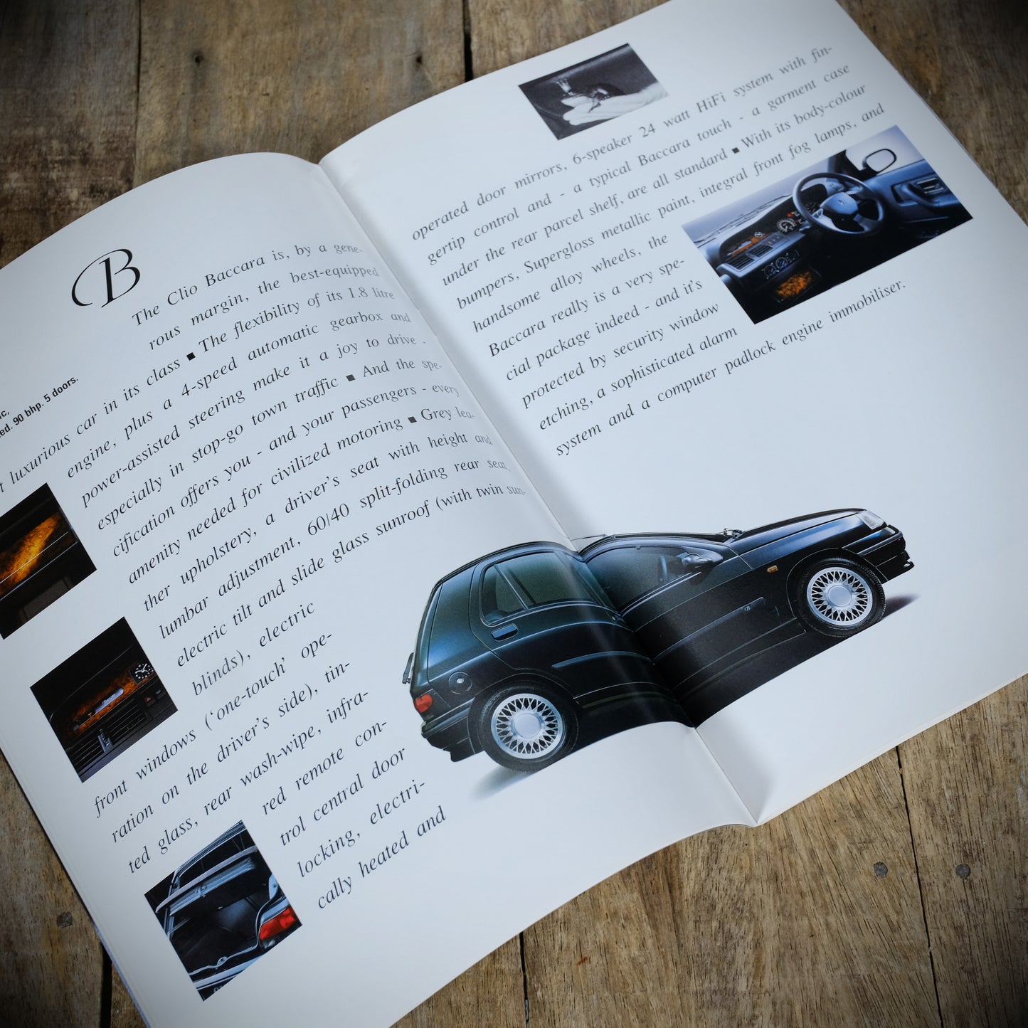 Car Sales Brochure Renault Clio, RL RN RT RSi 16V Baccara Plus Poster Style Version from 1991
