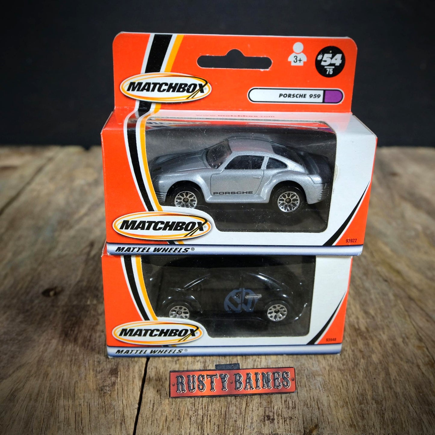 Matchbox VW Volkswagen Beetle Concept (black) & Porsche 959 (silver) Boxed