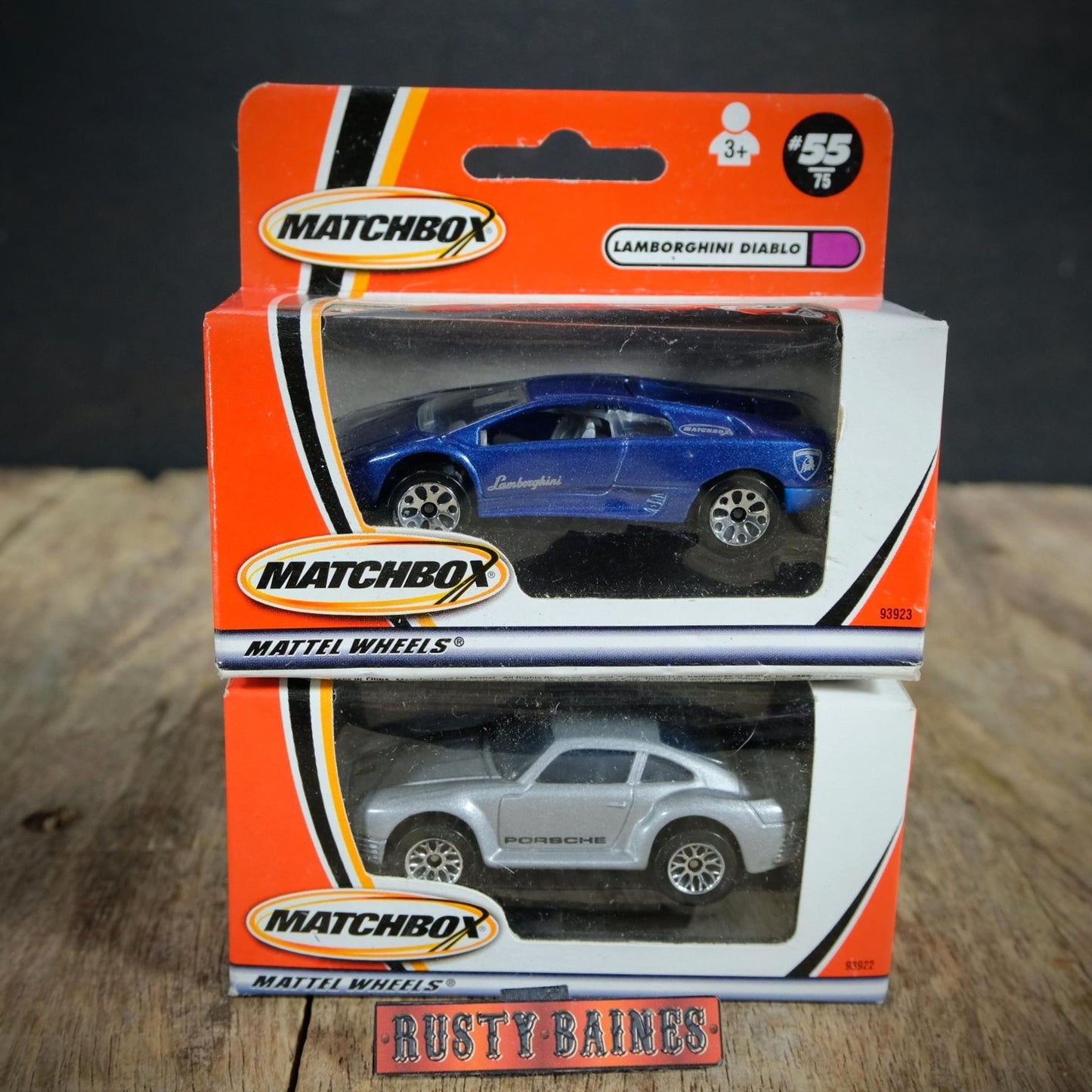 Matchbox Lamborghini Diablo (blue) & Porsche 959 (silver) Boxed