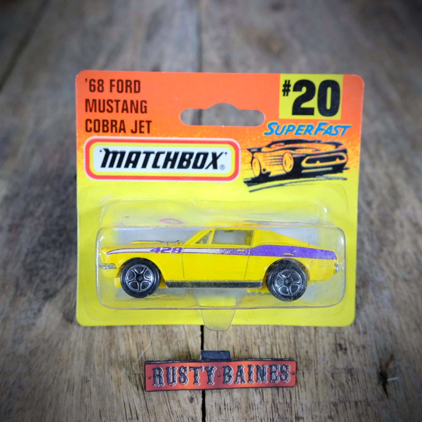 Matchbox 1968 Ford Mustang Cobra Jet 428 Muscle Car, Yellow, Sealed
