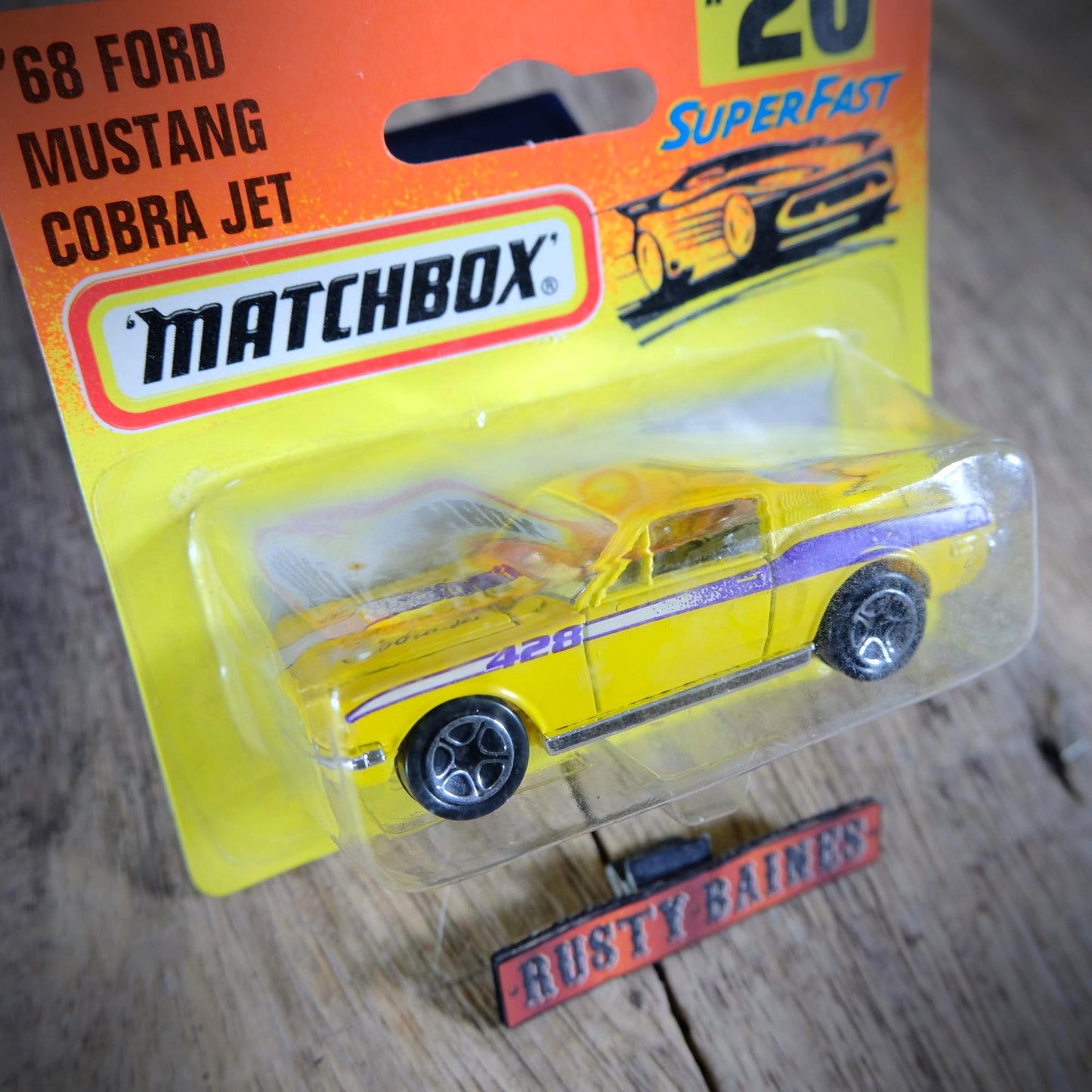 Matchbox 1968 Ford Mustang Cobra Jet 428 Muscle Car, Yellow, Sealed