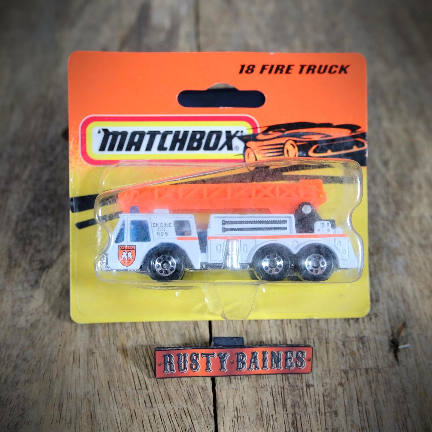 Matchbox Fire Truck, Engine #5, White/Orange, Sealed