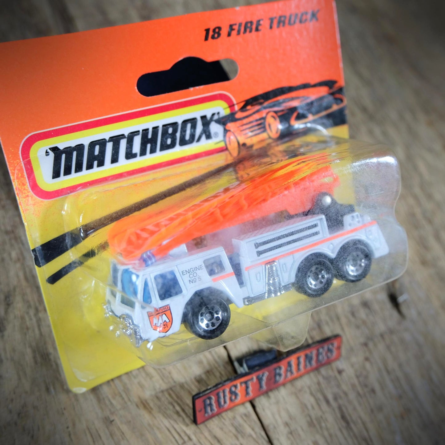 Matchbox Fire Truck, Engine #5, White/Orange, Sealed