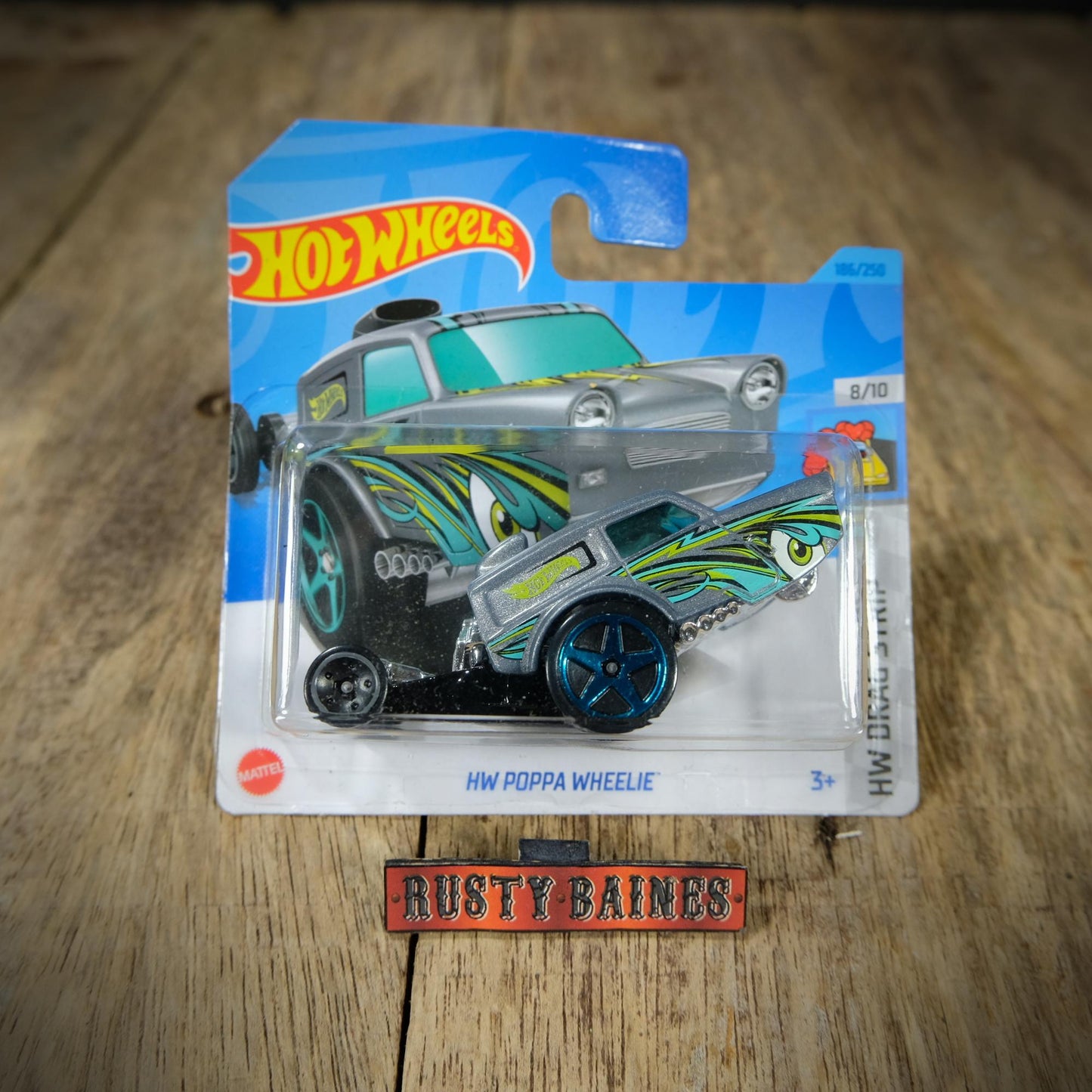 Hot Wheels Poppa Wheelie Reliant Regal Three Wheeler Dragster, Metallic Grey, Sealed