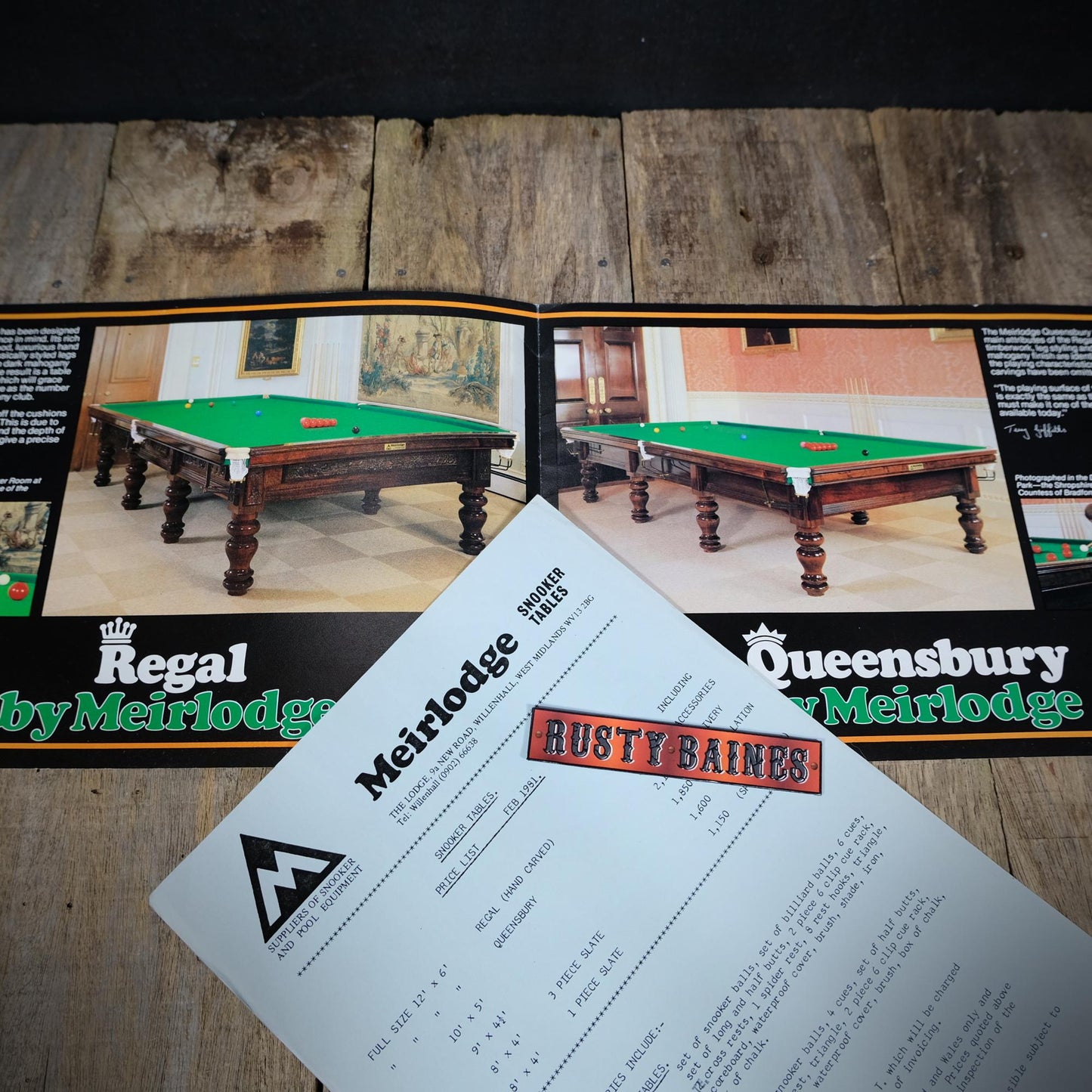 Vintage Brochure for Meirlodge Snooker Tables