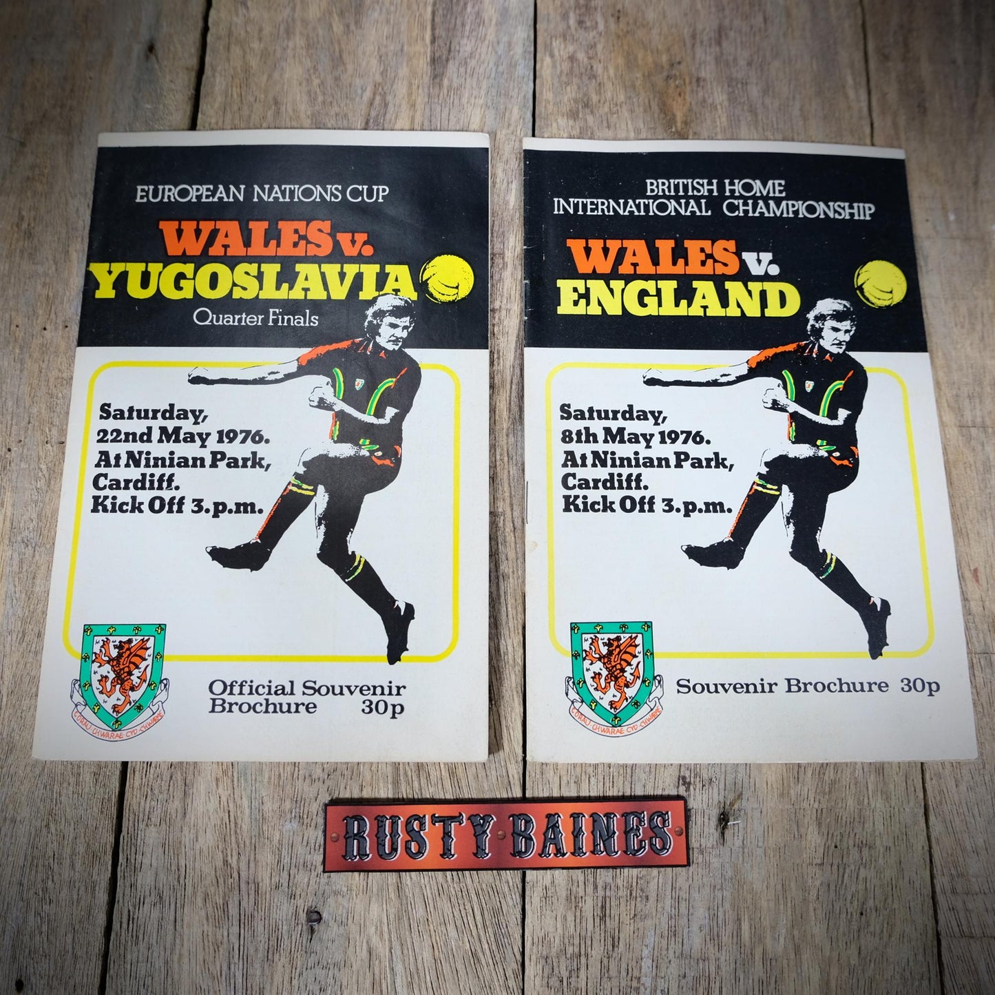 Vintage Football Programmes, Wales v Yugoslavia 22nd May 1976 & England 6th May