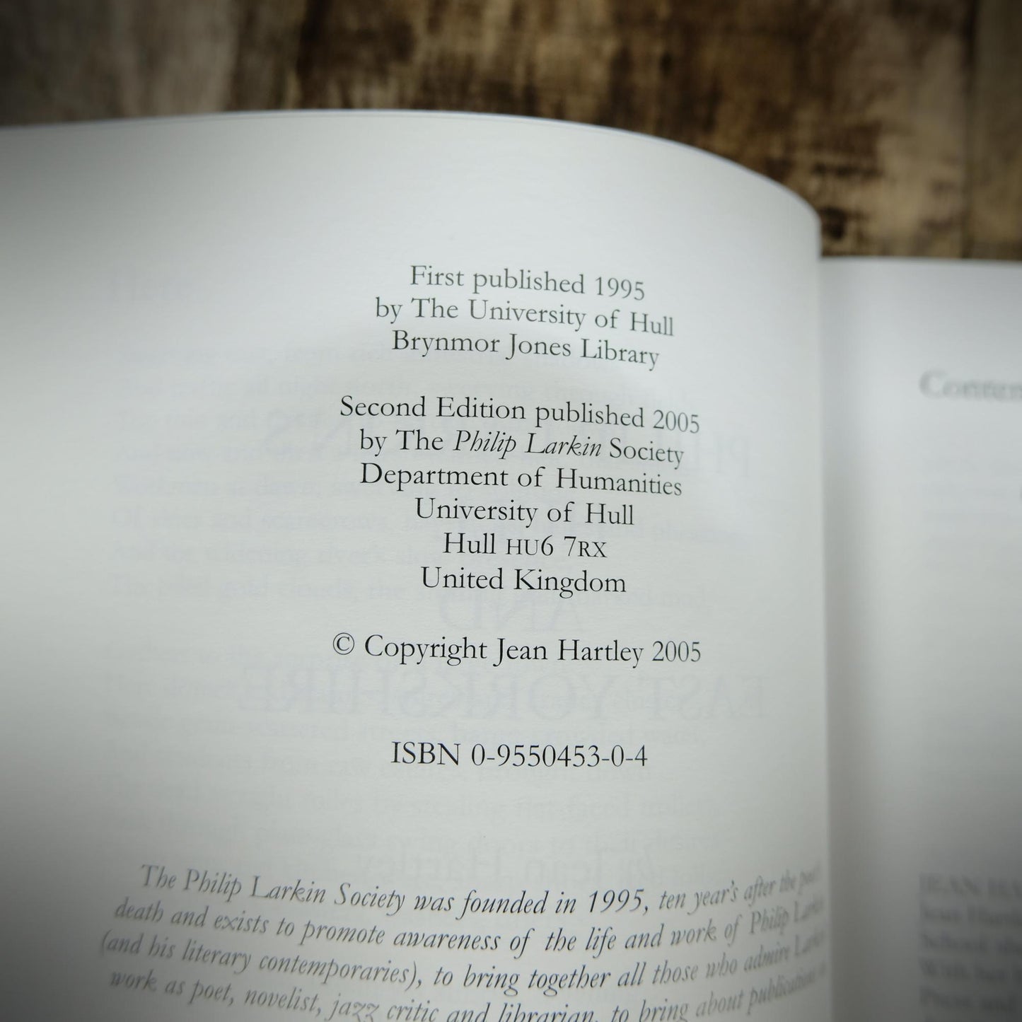 Philip Larkin's Hull and East Yorkshire, Jean Hartley, 2005 Edition Booklet