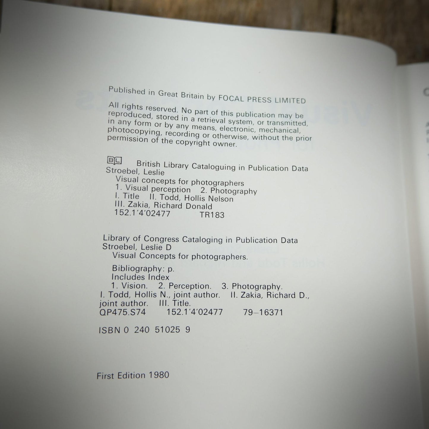 Visual Concepts for Photographers, 1980 Hardcover, Leslie Strobel, Hollis Todd, Richard Zaika