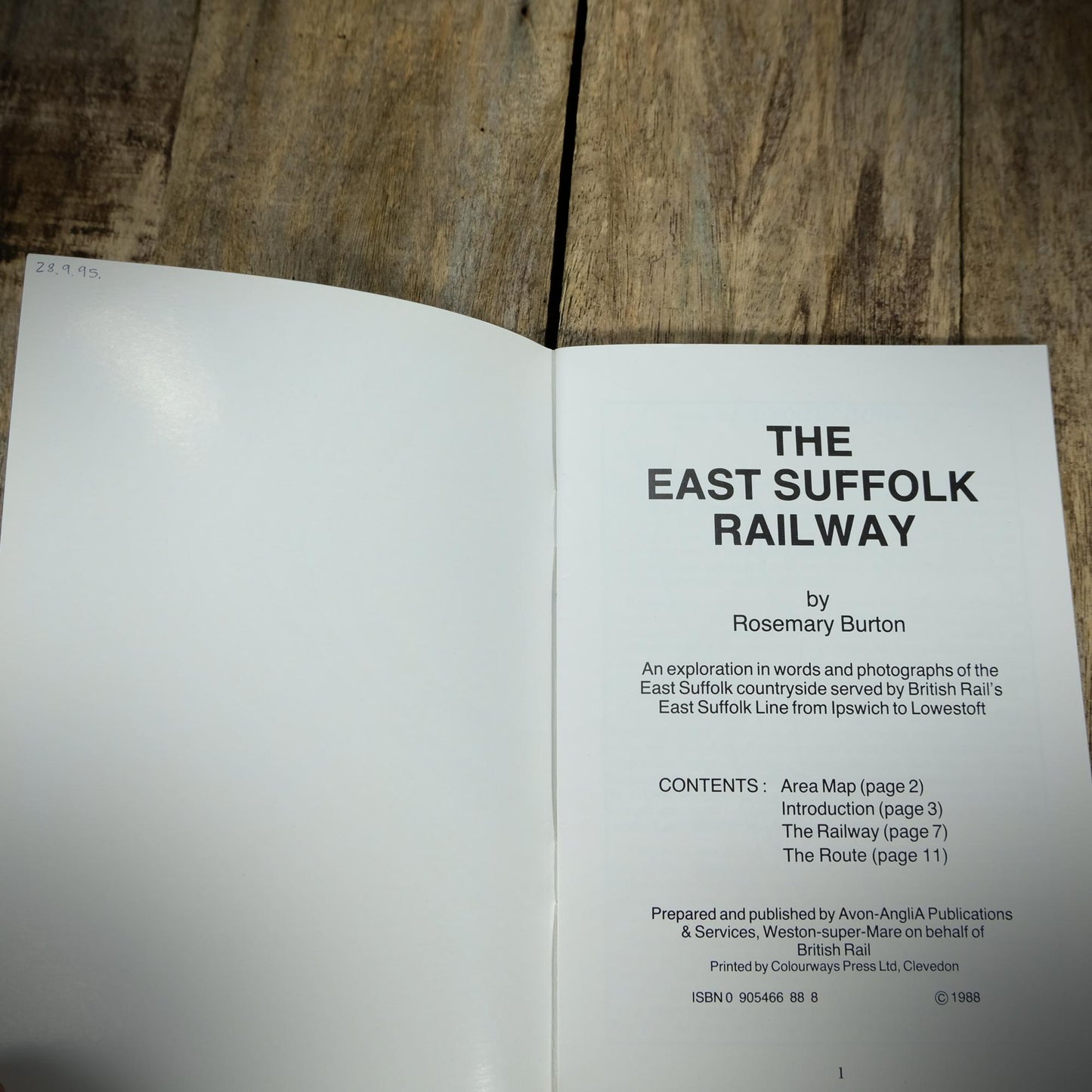 The East Suffolk Railway, Rosemary Burton, 1988 Booklet