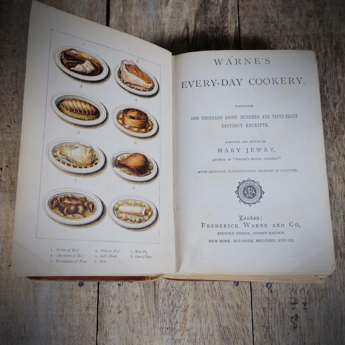 Warne's Everyday Cookery Book, Mary Jewry, Victorian Recipes, Undated Hardcover
