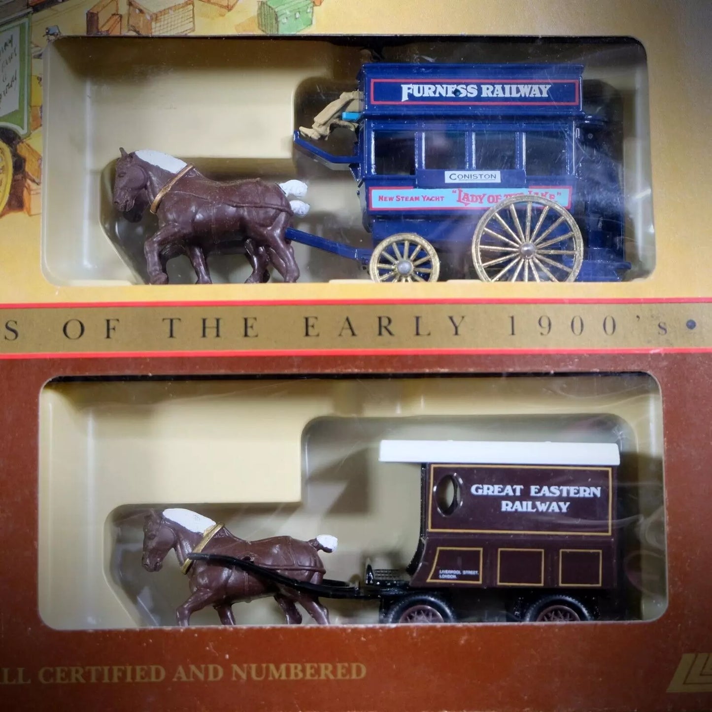 LLedo Horse Drawn Cart Brewery Dray, WLLedo Limited Edition Horse Drawn Bus Road Transport, Furness Railway GNR GERorthington Ales Beer.