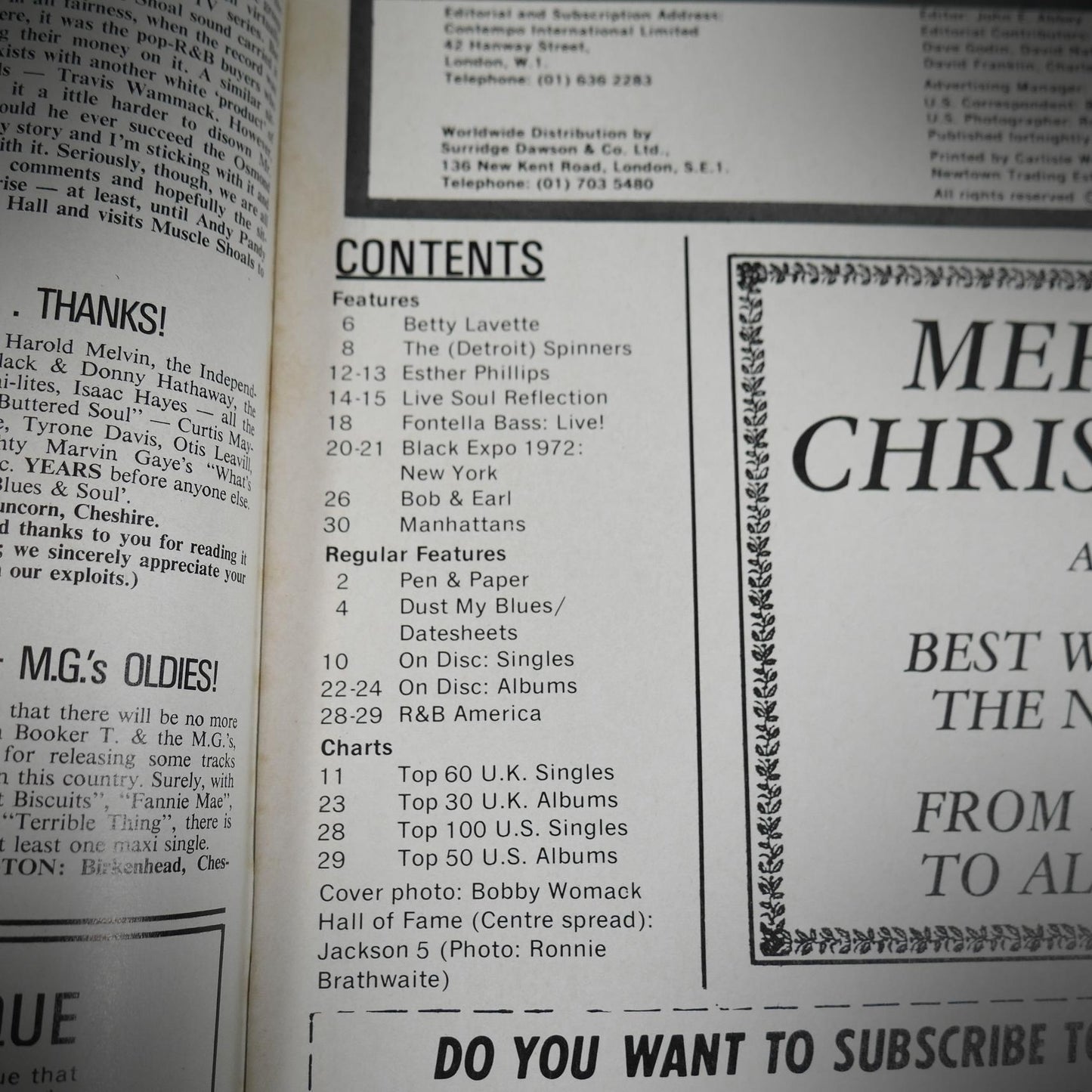 Vintage Magazine Back Issue, Blue & Soul #99 December-Jan 1973, Betty Lavette, Esther Phillips, Fontella Bass