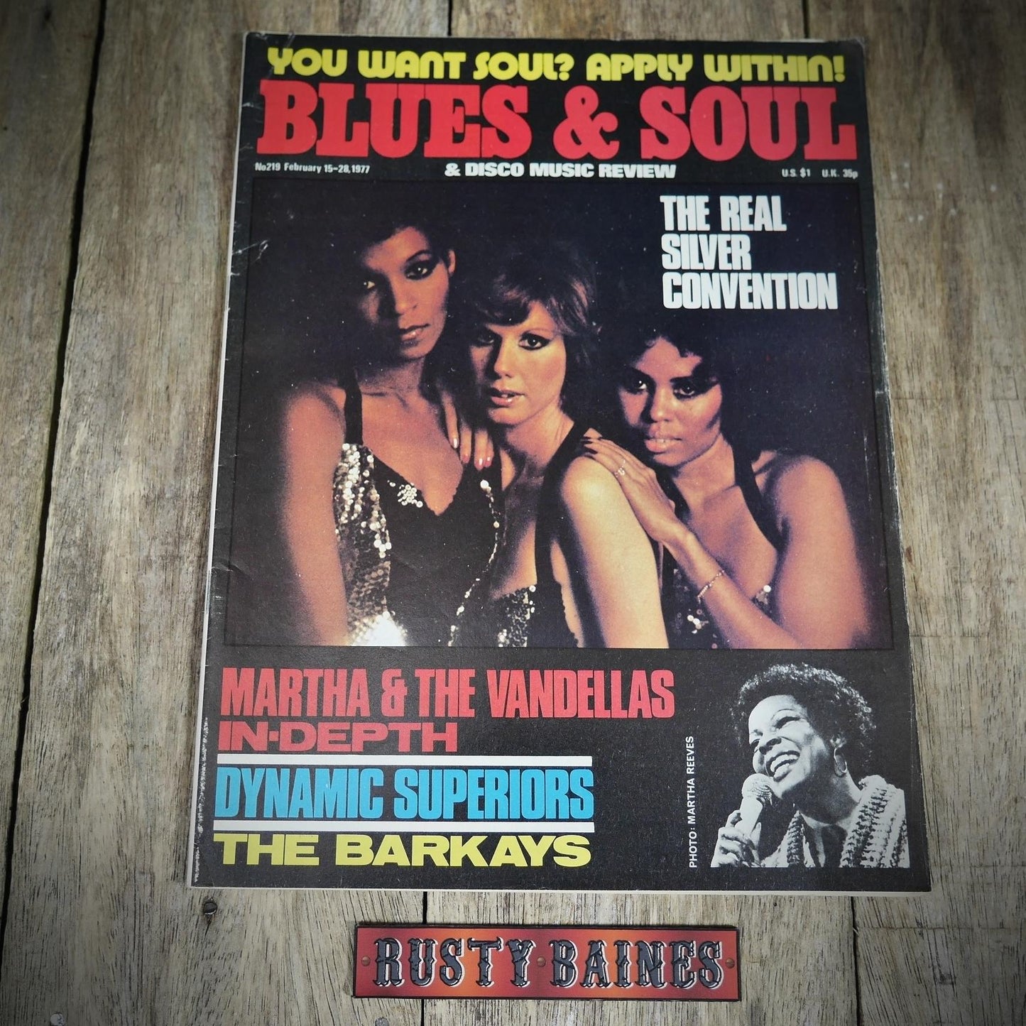 Vintage Magazine Back Issue, Blue & Soul #219 February 1977, Martha Reeves, Dynamic Superiors, The Barkays
