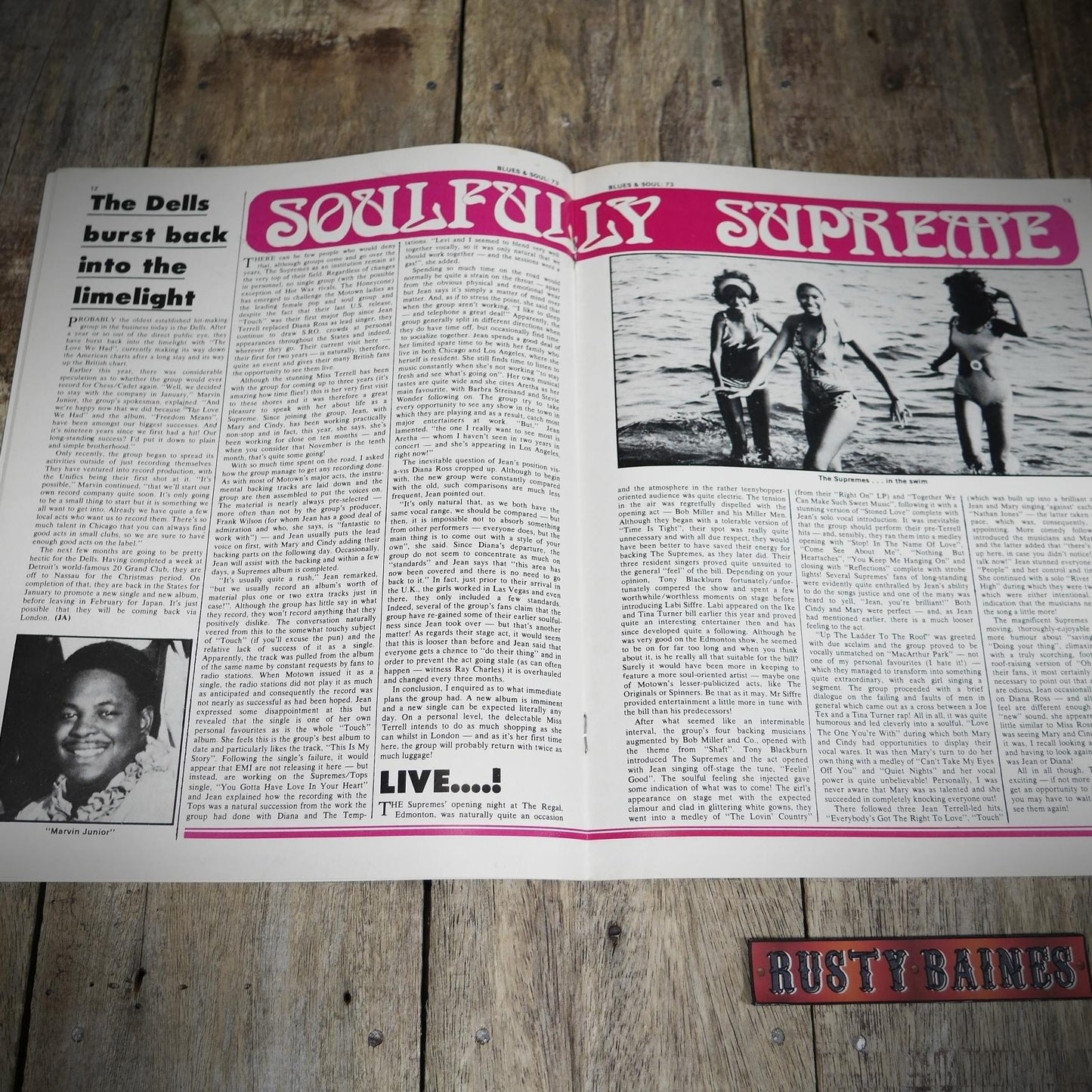 Vintage Magazine Back Issue, Blue & Soul #73 December 1971, The Supremes, B B King, Denise La Salle