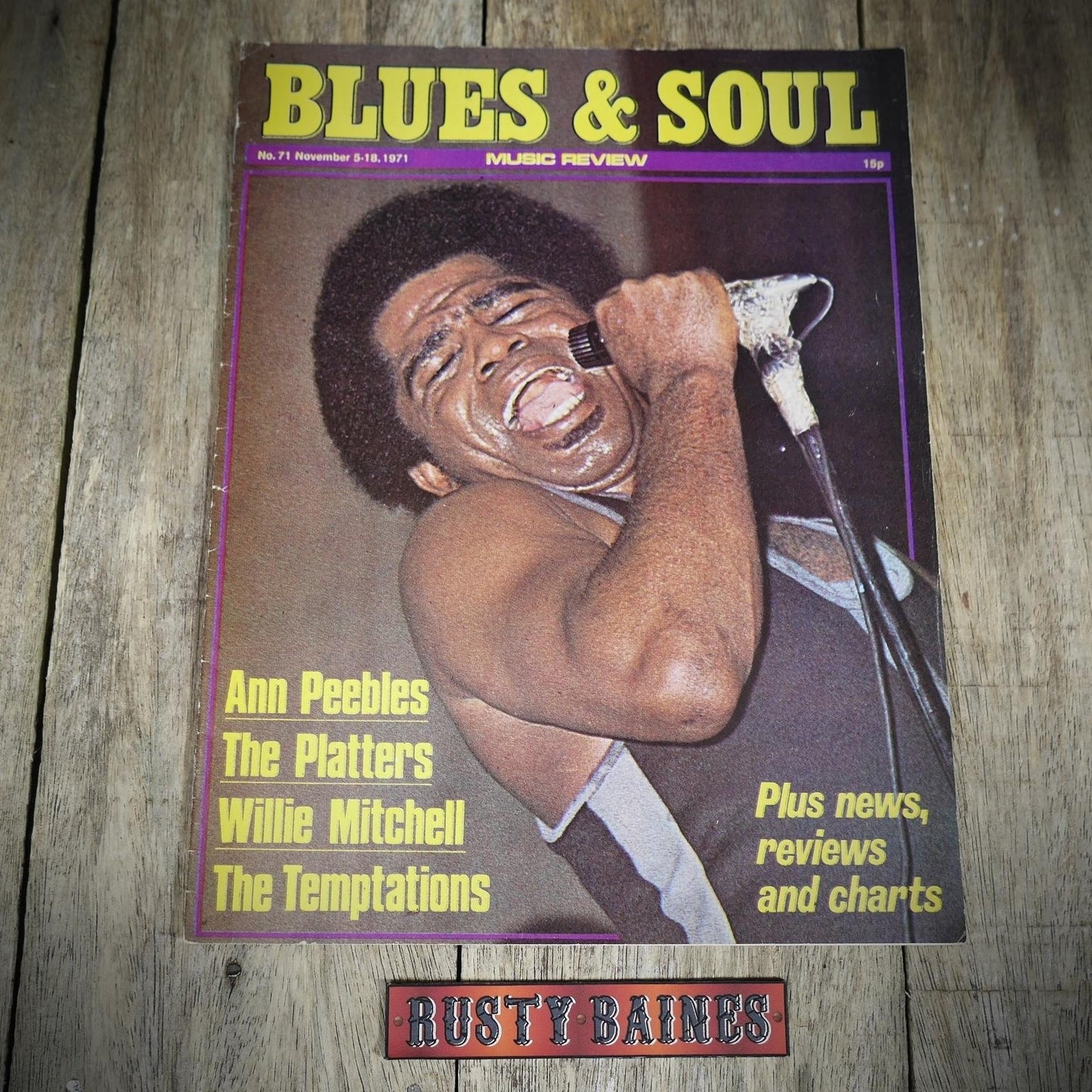 Vintage Magazine Back Issue, Blue & Soul #71 November 1971, Ann Peebles, The Platters, Willie Mitchell, Temptations