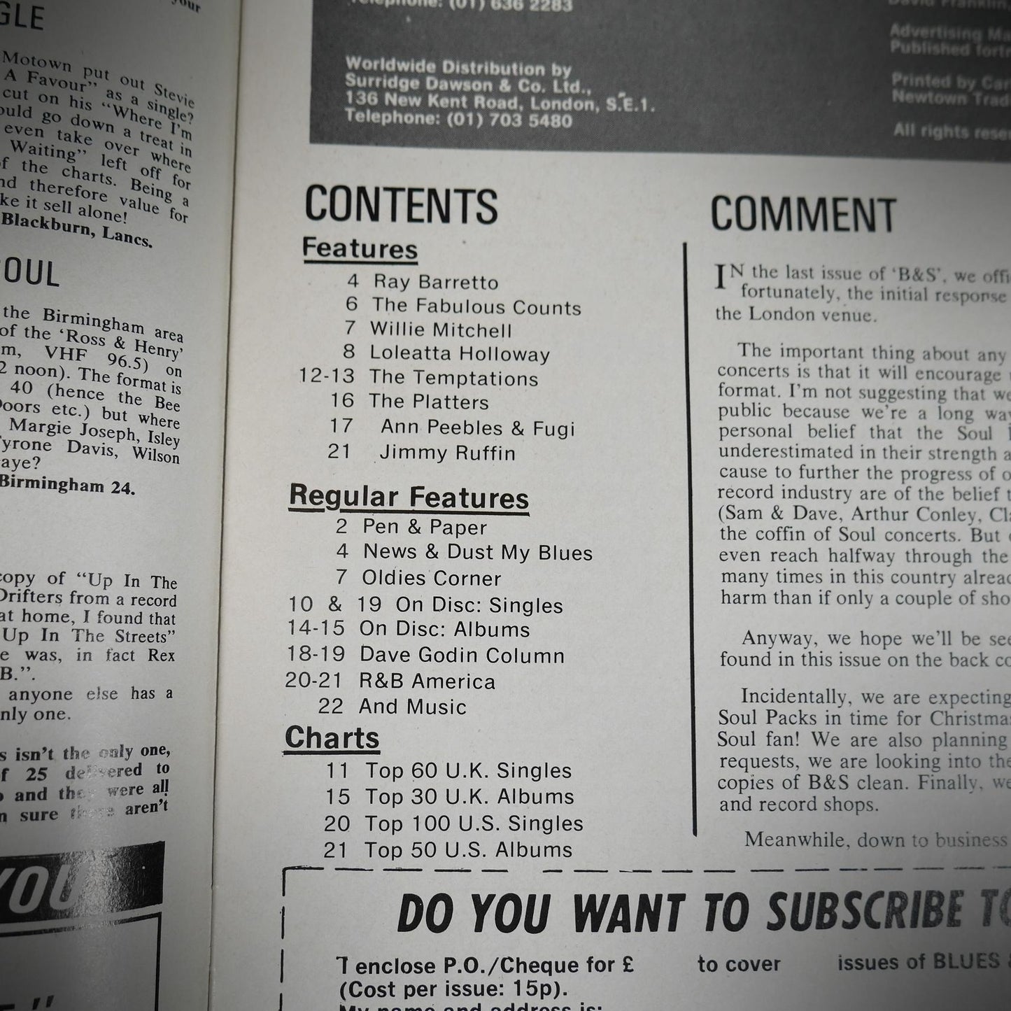 Vintage Magazine Back Issue, Blue & Soul #71 November 1971, Ann Peebles, The Platters, Willie Mitchell, Temptations
