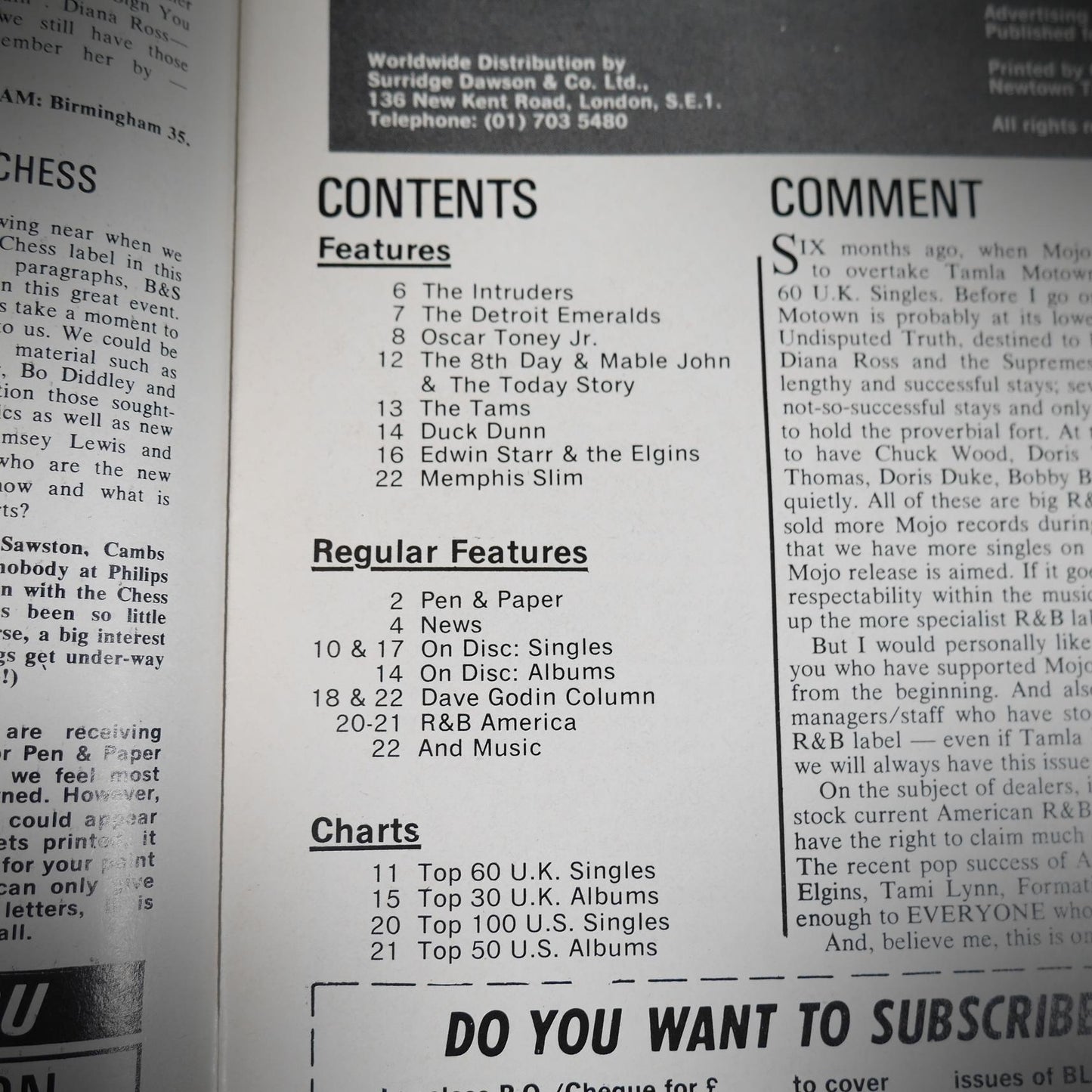 Vintage Magazine Back Issue, Blue & Soul #70 October 1971, The Tams, Intruders, 8th Day, Delfonics