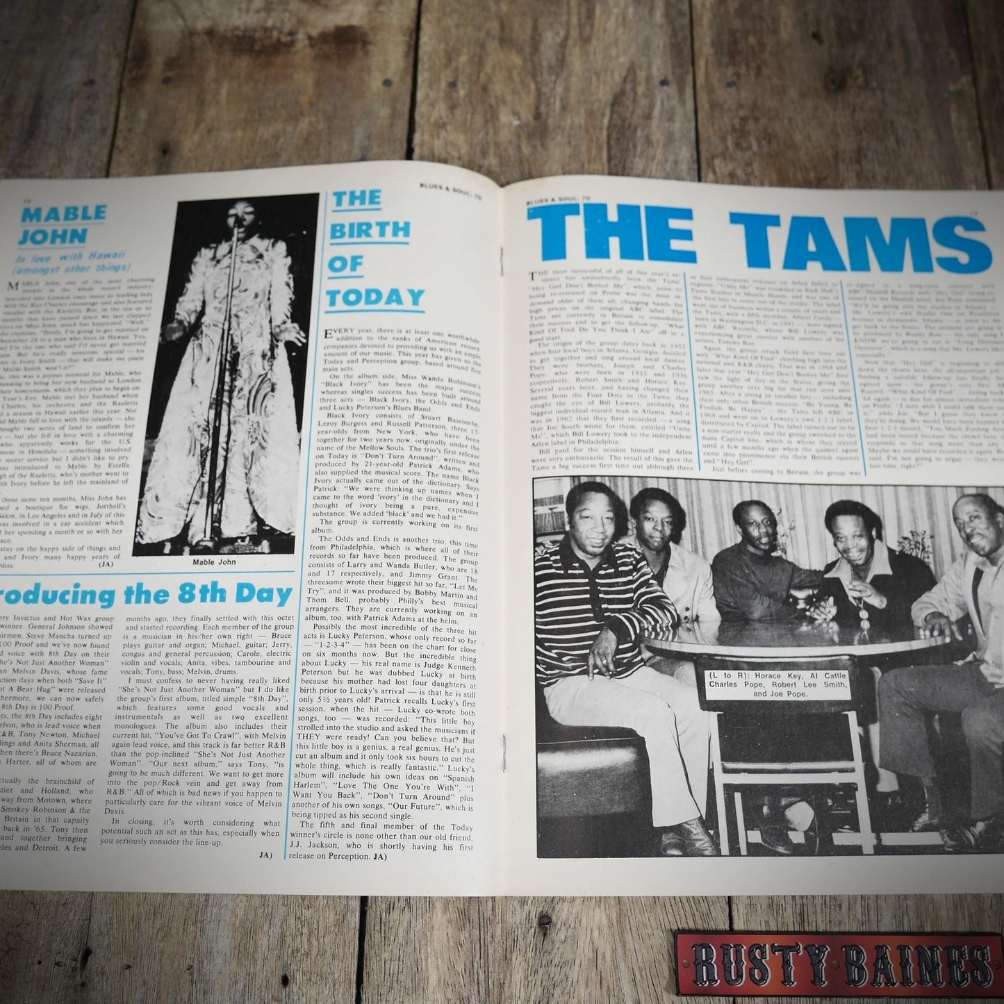 Vintage Magazine Back Issue, Blue & Soul #70 October 1971, The Tams, Intruders, 8th Day, Delfonics