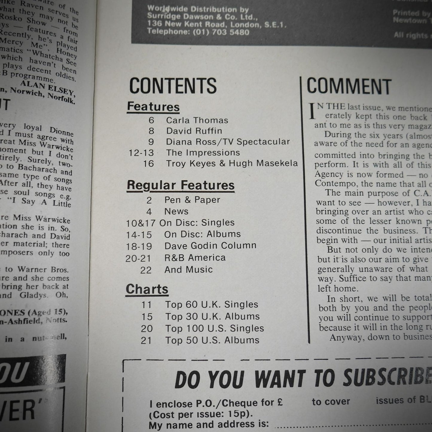 Vintage Magazine Back Issue, Blue & Soul #69 October 1971, David Ruffin, Carla Thomas, The Impressions