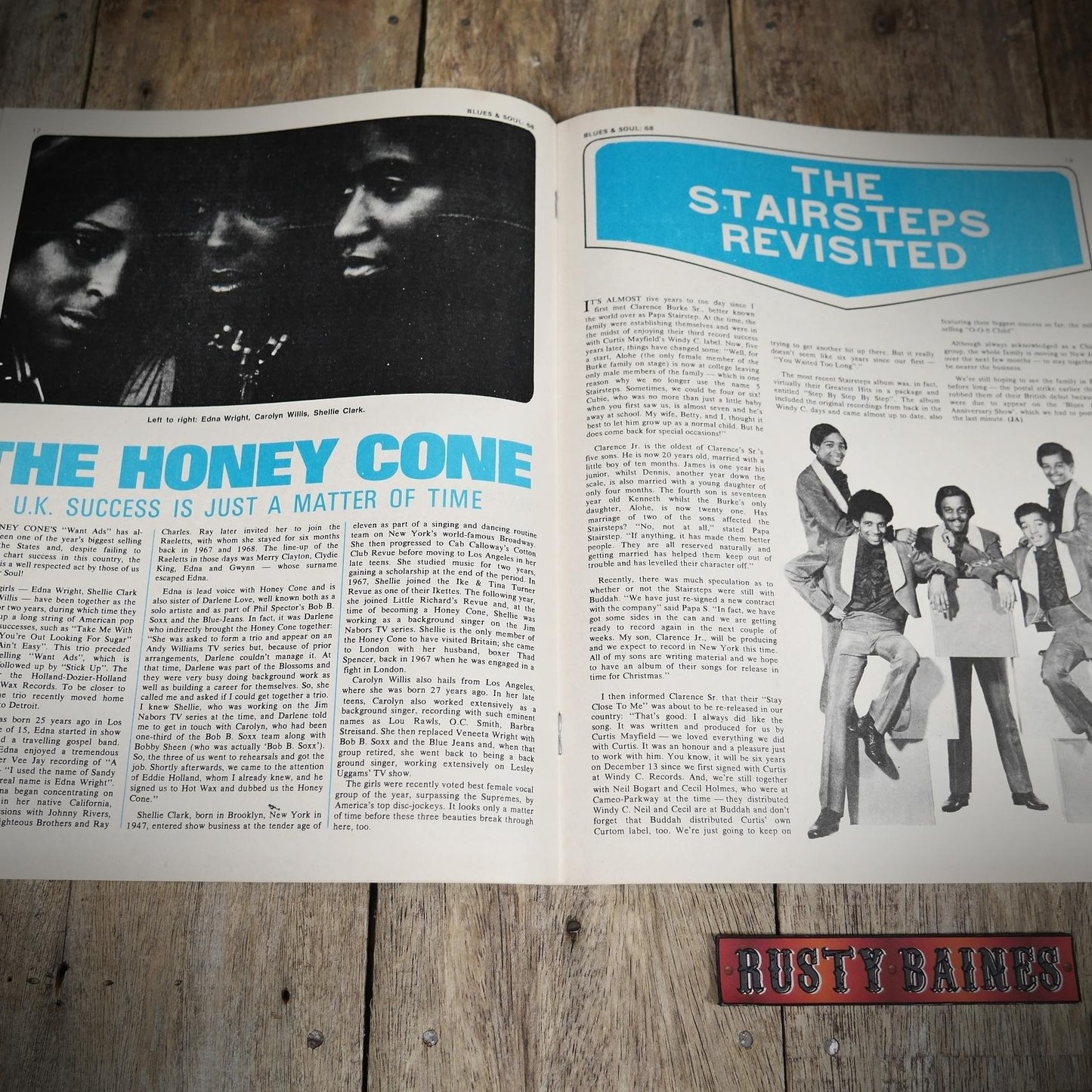Vintage Magazine Back Issue, Blue & Soul #68 September 1971, The Honey Cone, Curtis Mayfield, Kool & the Gang