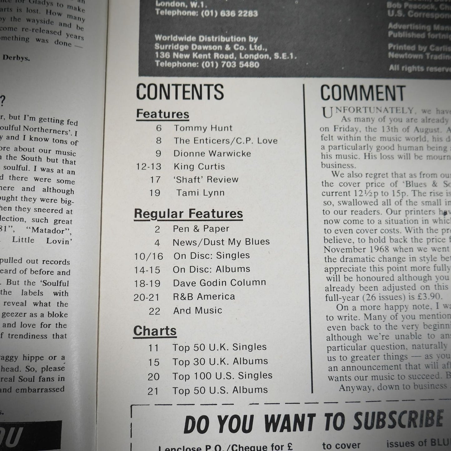 Vintage Magazine Back Issue, Blue & Soul #66 August 1971 King Curtis, Dionne Warwicke, Undisputed Truth
