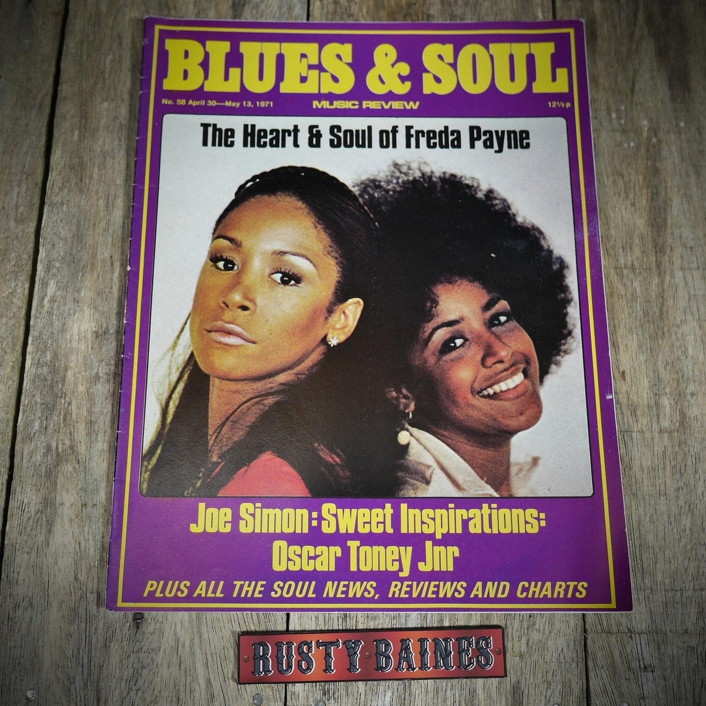 Vintage Magazine Back Issue, Blue & Soul #58 April 1971, Freda Payne, Joe Simon, Oscar Toney Jr