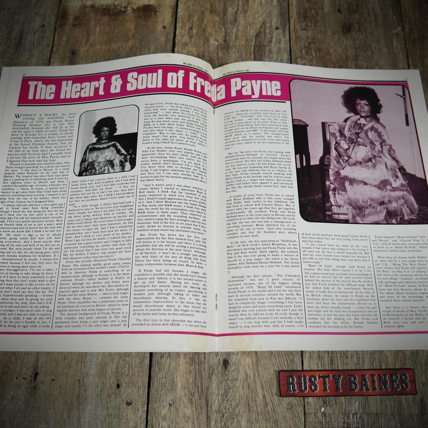 Vintage Magazine Back Issue, Blue & Soul #58 April 1971, Freda Payne, Joe Simon, Oscar Toney Jr