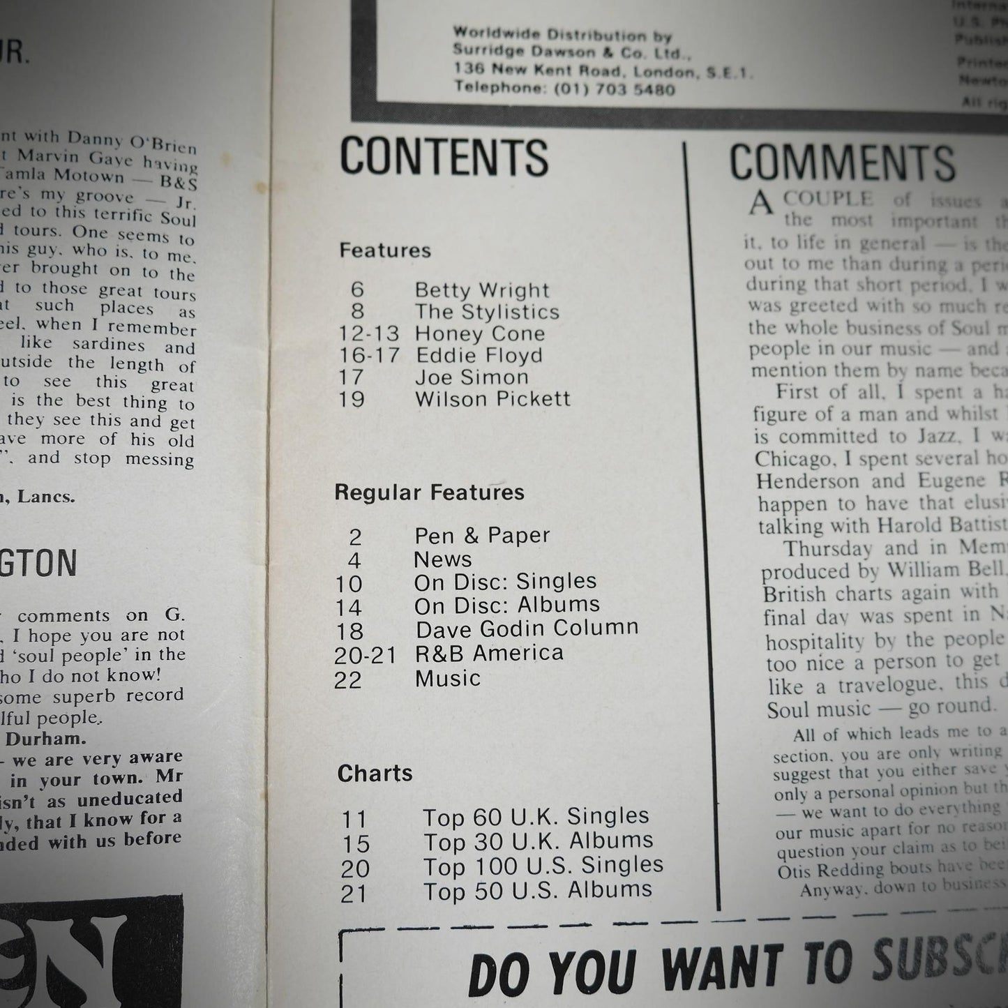 Vintage Magazine Back Issue, Blue & Soul #79 March 1972, The Honey Cone, Joe Simon, Wilson Pickett, Betty Wright