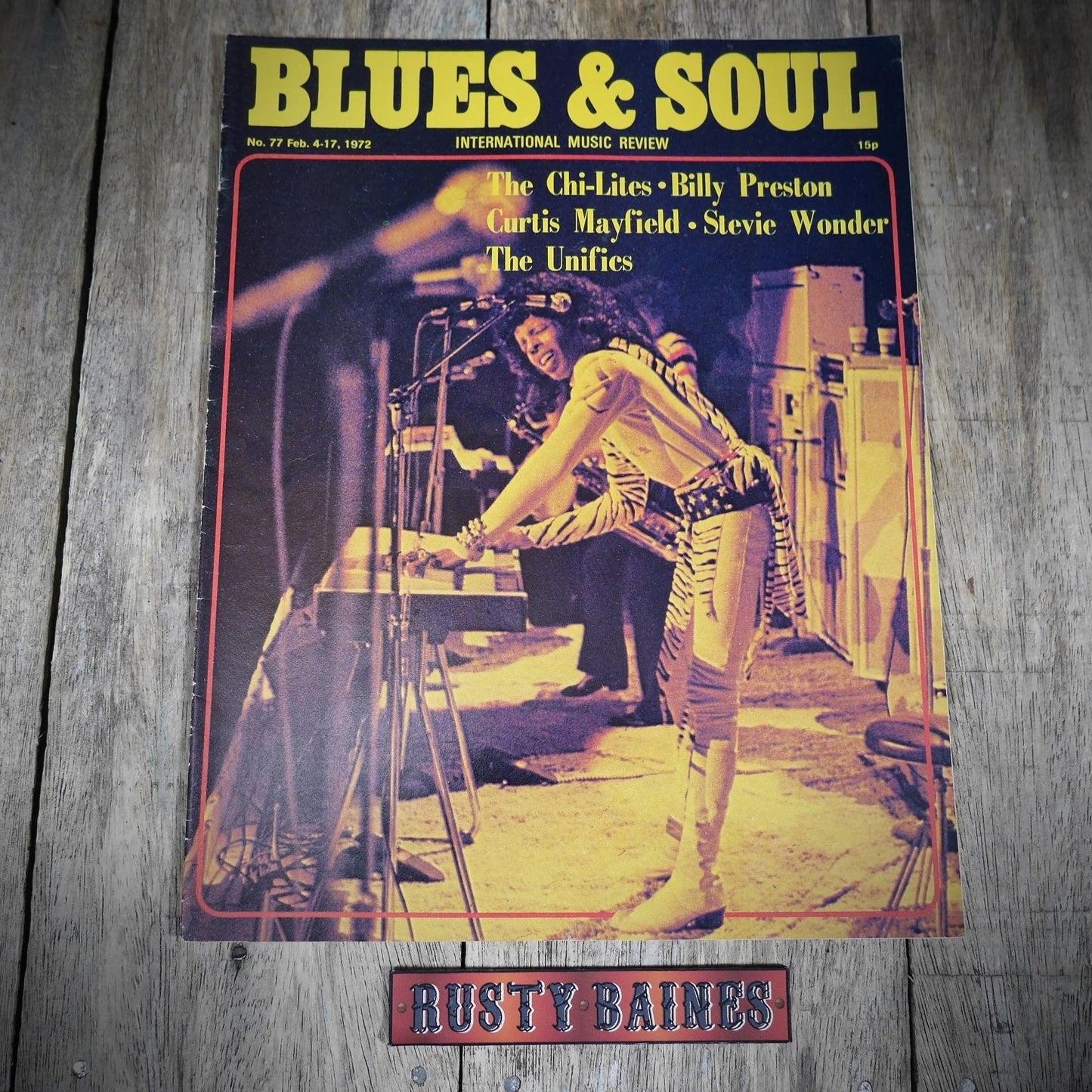 Vintage Magazine Back Issue, Blue & Soul #77 February 1972, The Chi-Lites, Billy Preston, Curtis Mayfield