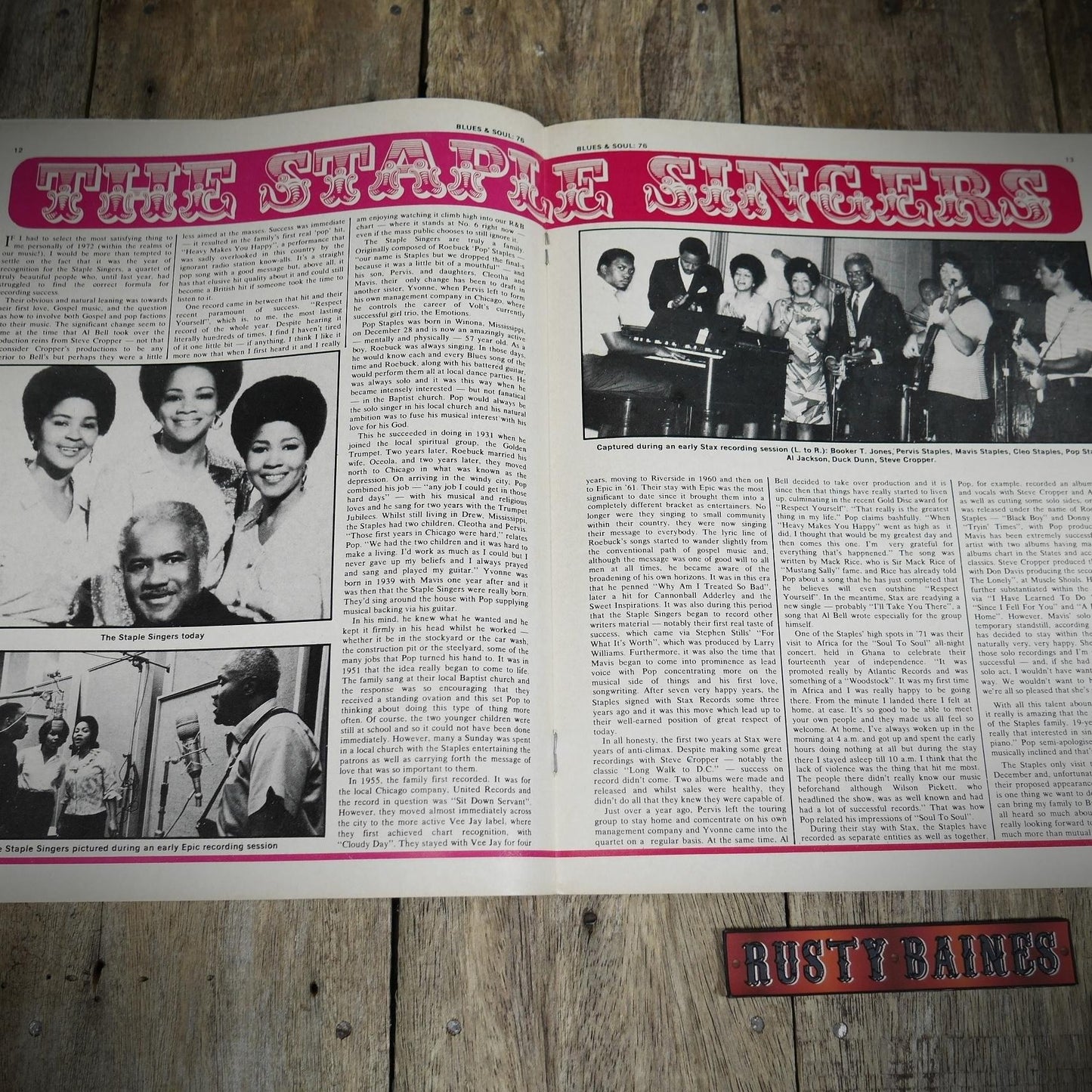 Vintage Magazine Back Issue, Blue & Soul #76 January 1972, The Staple Singers, Friends of Distinction, 5th Dimension