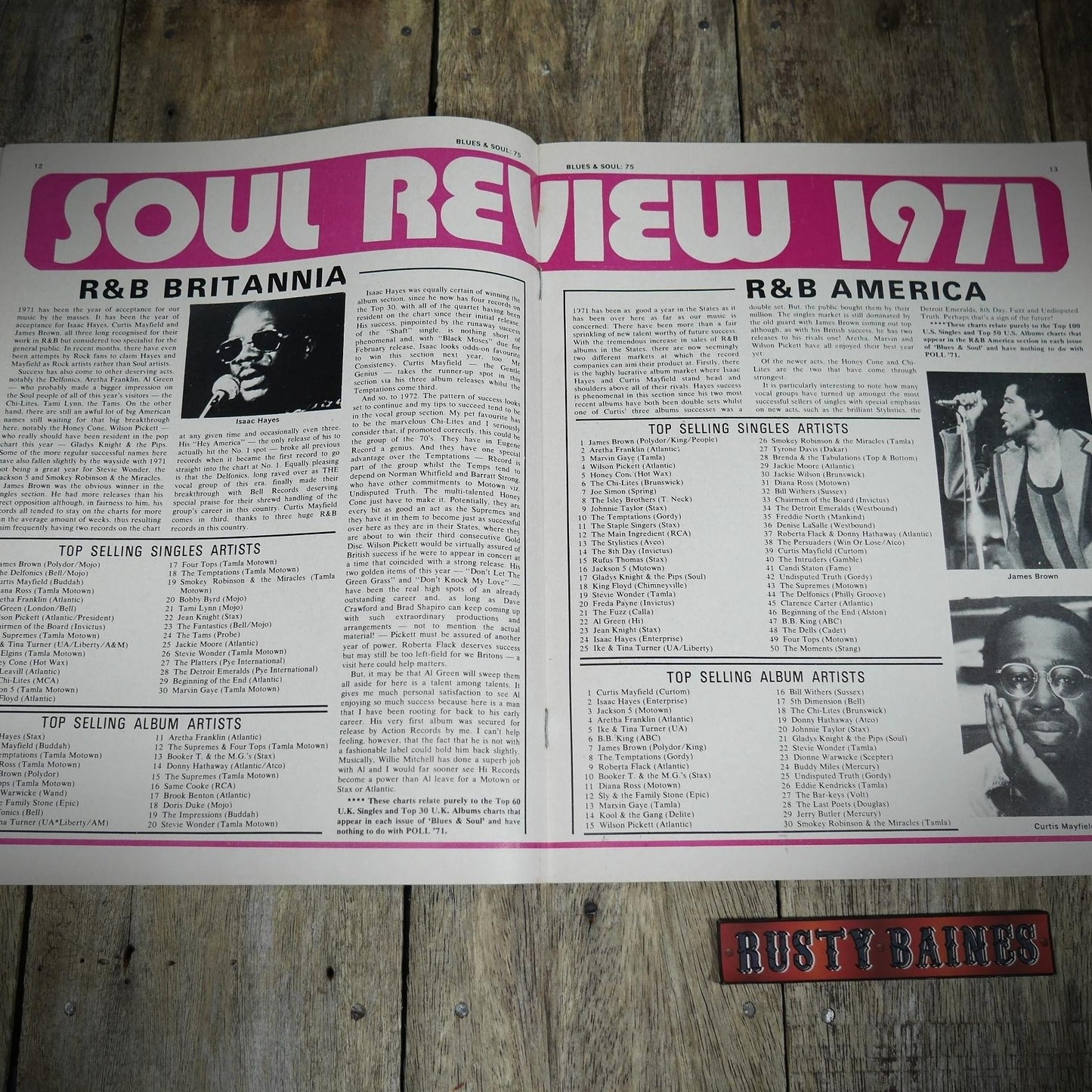 Vintage Magazine Back Issue, Blue & Soul #75 January 1972, Rufus Thomas, Doris Troy, Arthur Conley