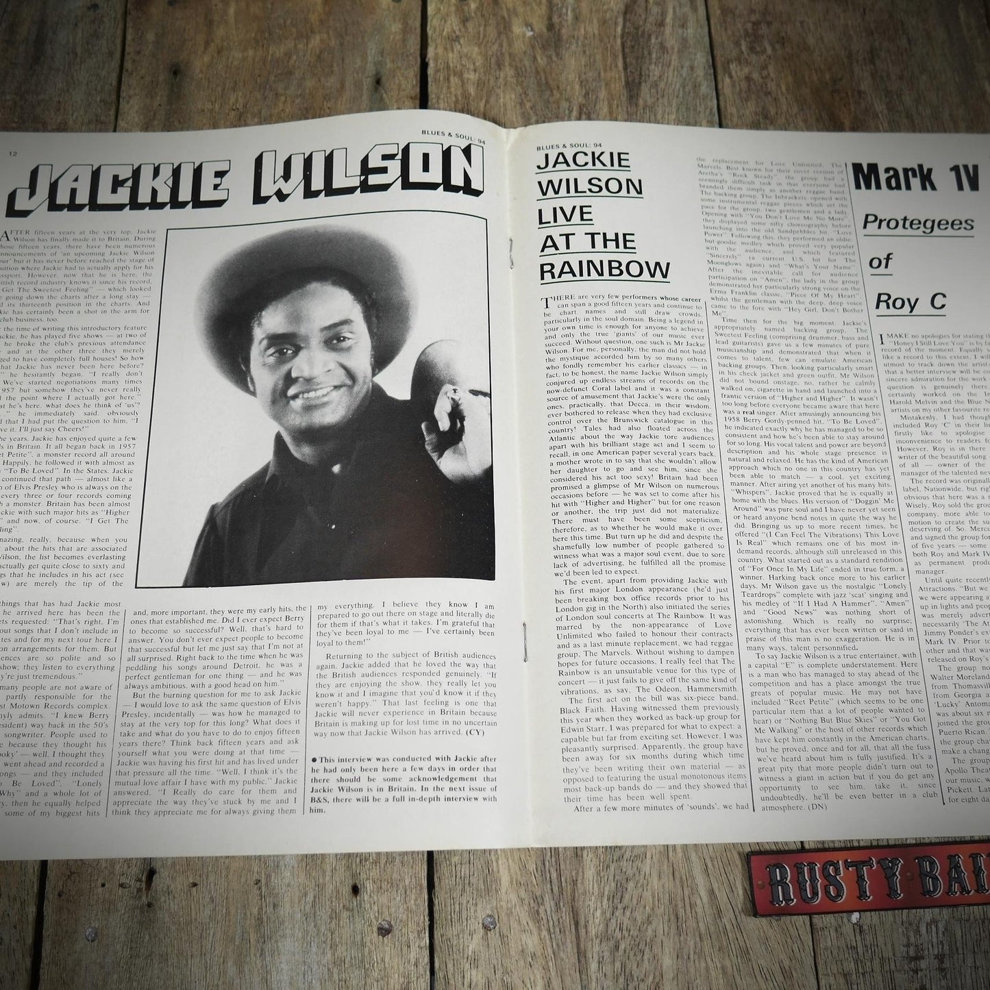 Vintage Magazine Back Issue, Blue & Soul #94 October 1972, Chairmen of the Board, Jackie Wilson, Candi Staton