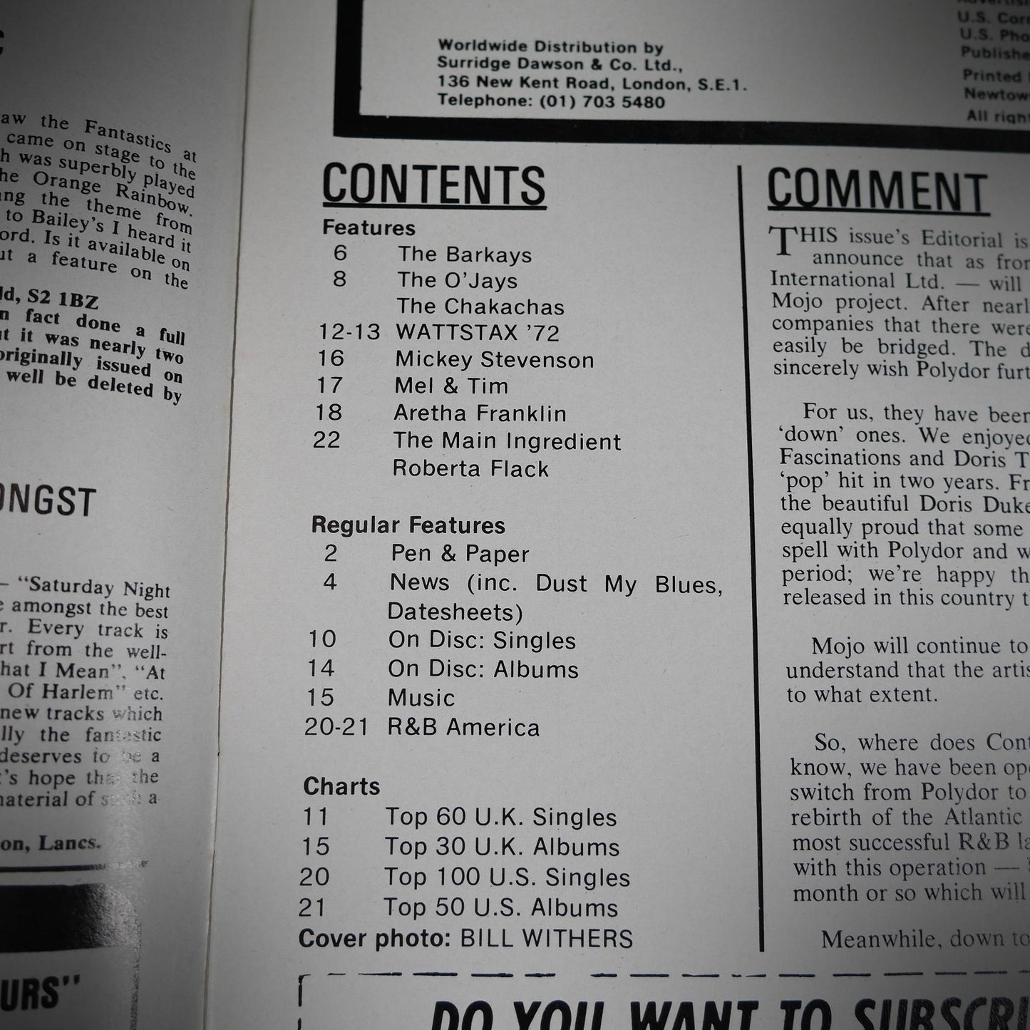 Vintage Magazine Back Issue, Blue & Soul #92 September 1972, The Barkays, The O'Jays, Main Ingredient