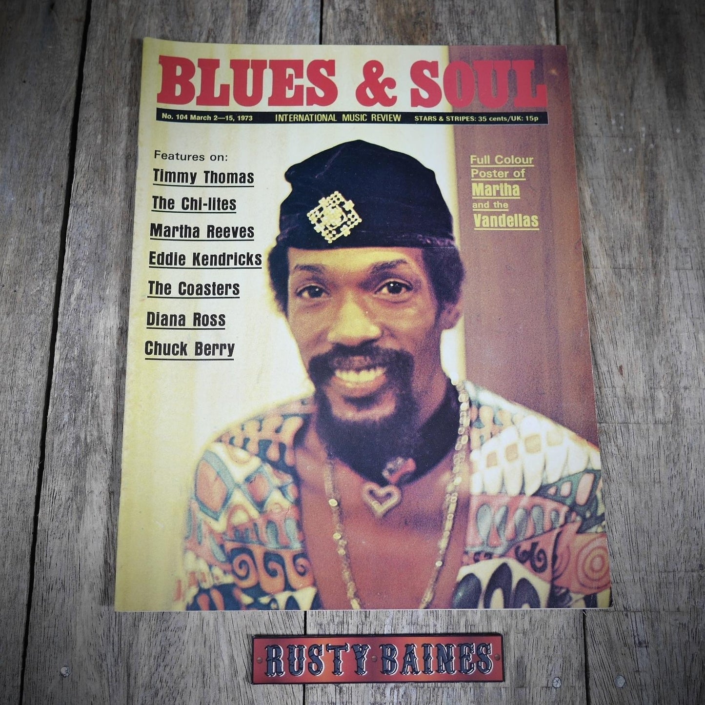 Vintage Magazine Back Issue, Blue & Soul #104 March 1973, Martha Reeves, Timmy Thomas, Eddie Kendricks