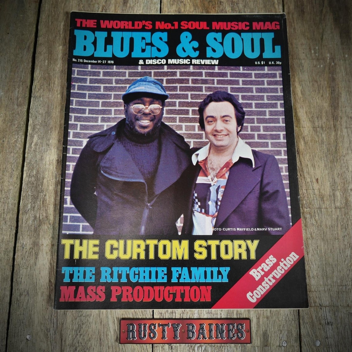 Vintage Magazine Back Issue, Blue & Soul #215 December 1976, Brass Construction Pt2, Curtom Records