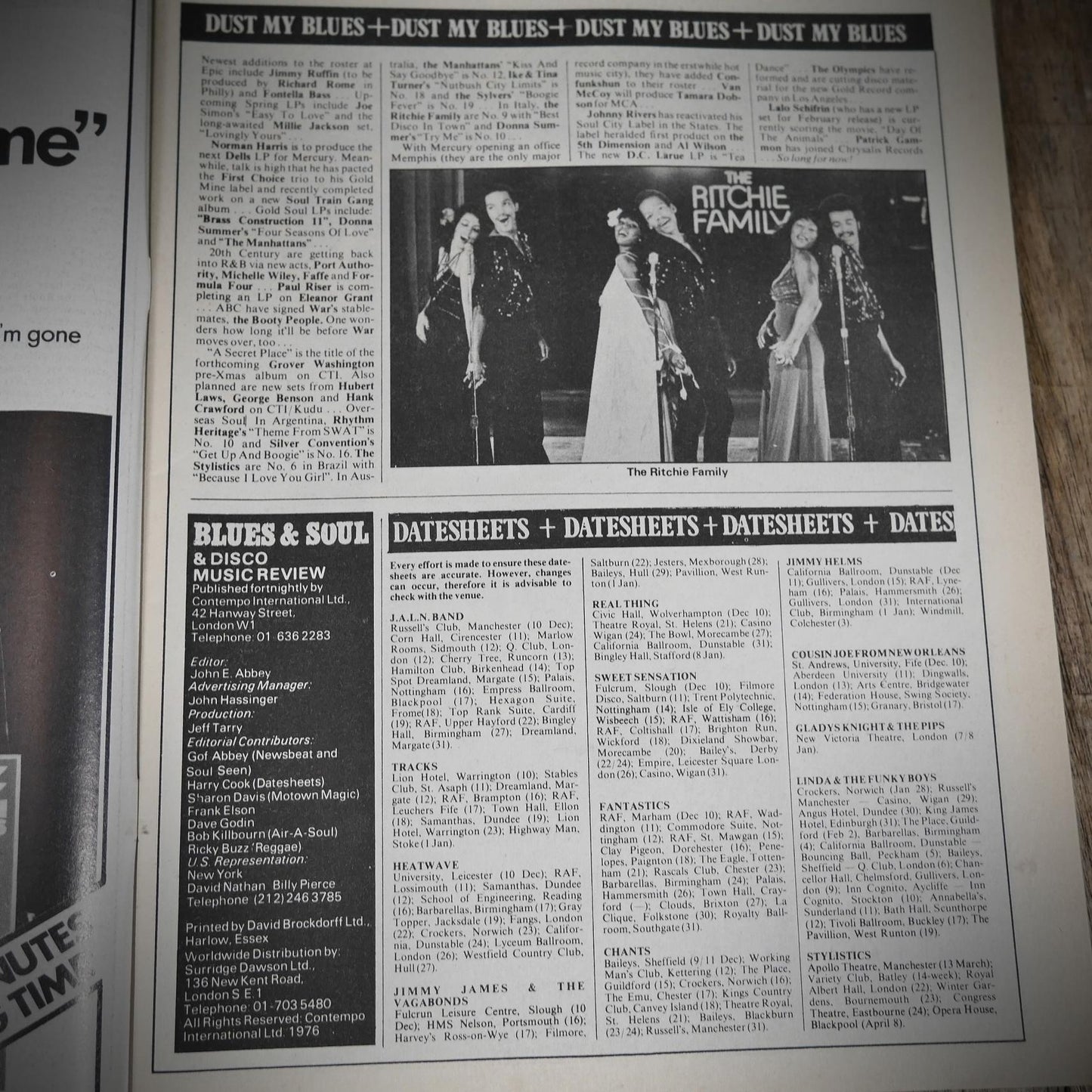 Vintage Magazine Back Issue, Blue & Soul #215 December 1976, Brass Construction Pt2, Curtom Records