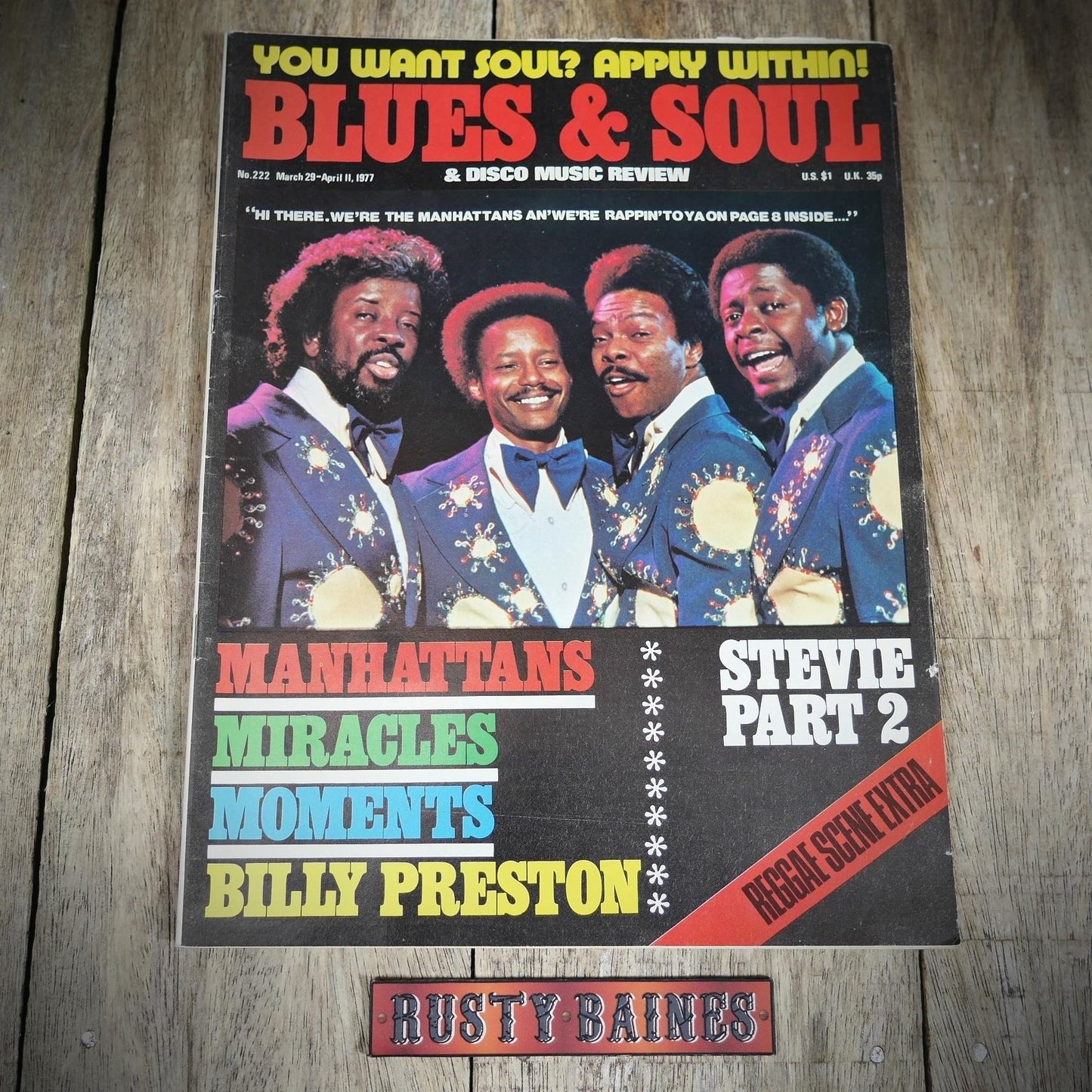 Vintage Magazine Back Issue, Blue & Soul #222 March 1977, Stevie Wonder Pt2, Manhattans, Billy Preston