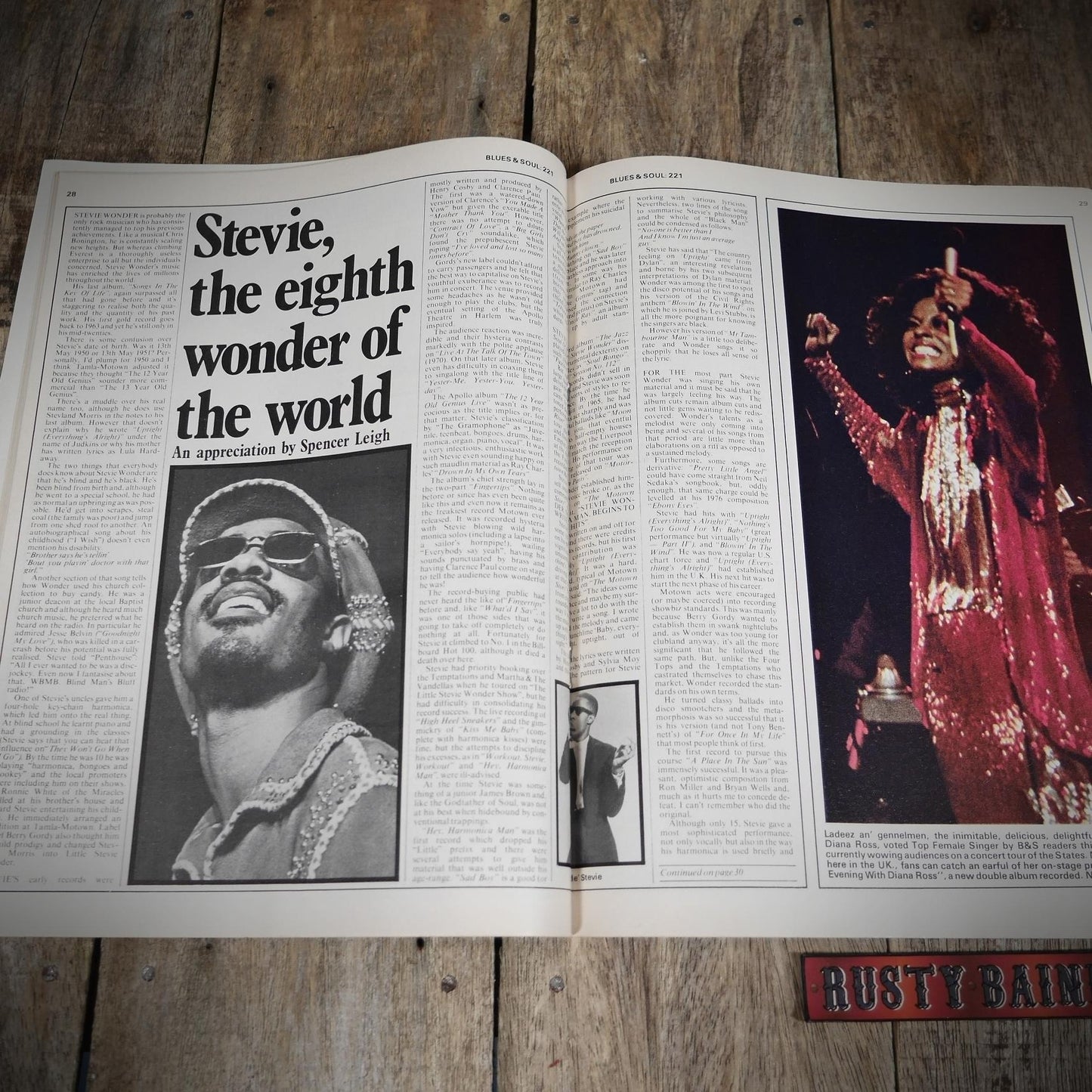 Vintage Magazine Back Issue, Blue & Soul #221 March 1977, Stevie Wonder, Diana Ross, Barry White